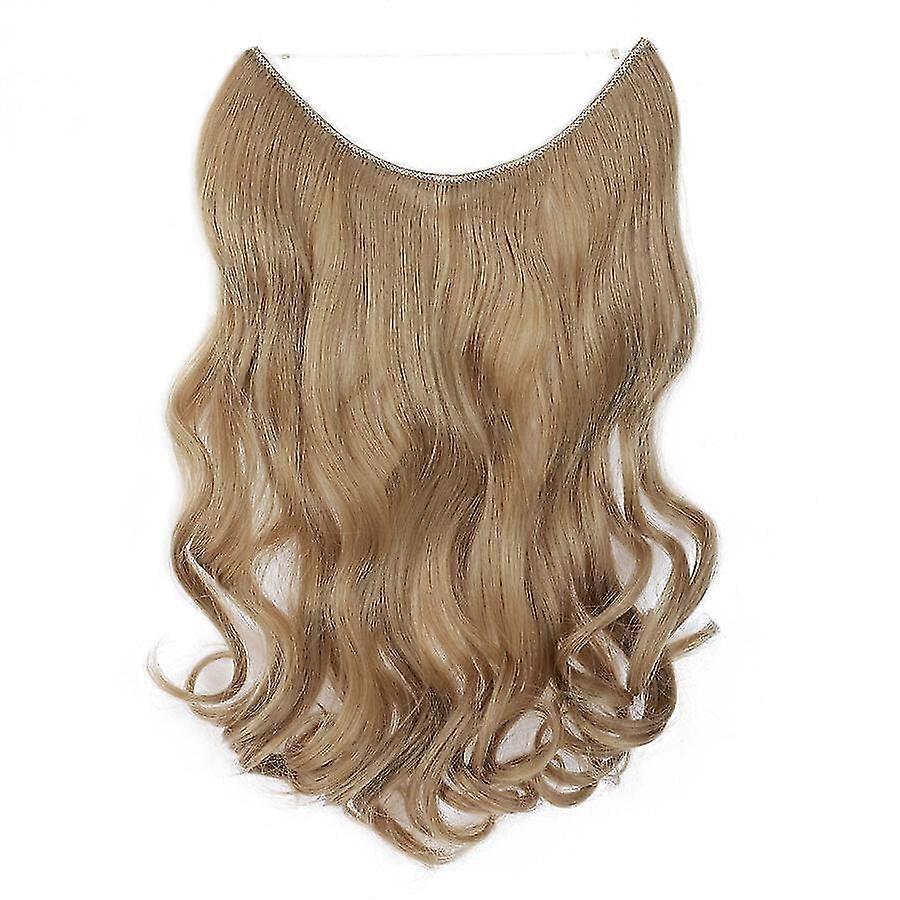 20 inç Görünmez Tel Saç Uzantıları Kadınlar Için Uzun Dalgalı Kıvırcık Sentetik Postiş Peruk