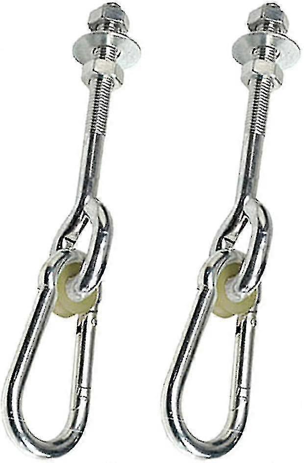 Set Of 2 Swing Hooks M10 / 150 Mm With Carabiner, Galvanized Screw Fixing Hooks