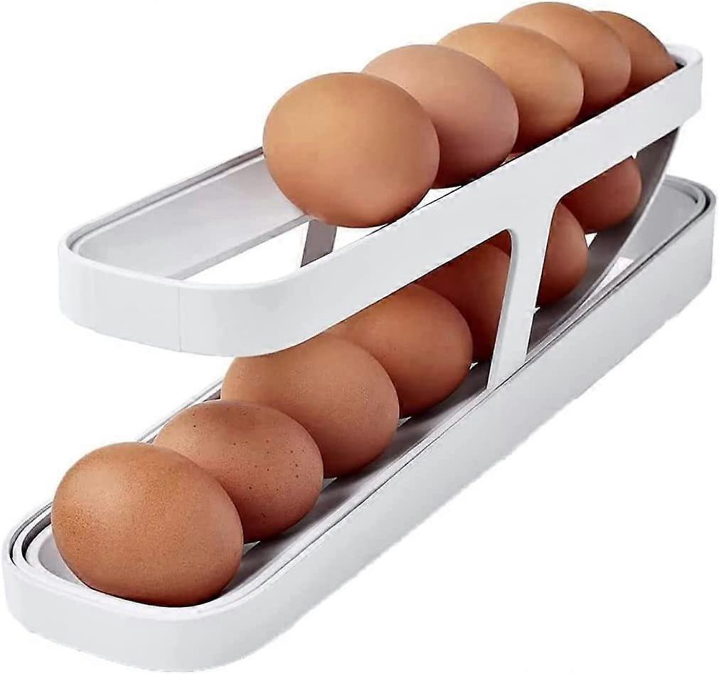 1pcs Tier Egg Dispenser Automatic Egg Roller Refrigerator Rolling Egg Holder Automatically Rolling Egg Storage Container