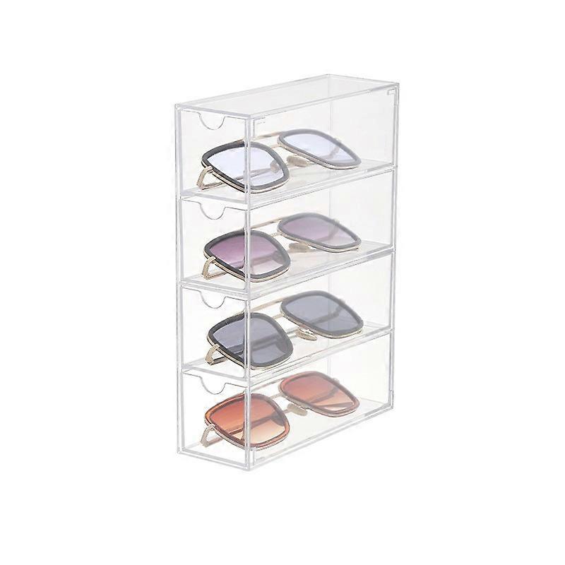 Glasses Storage Box, 4 Layers Clear Acrylic Rectangular Sunglasses Organizer