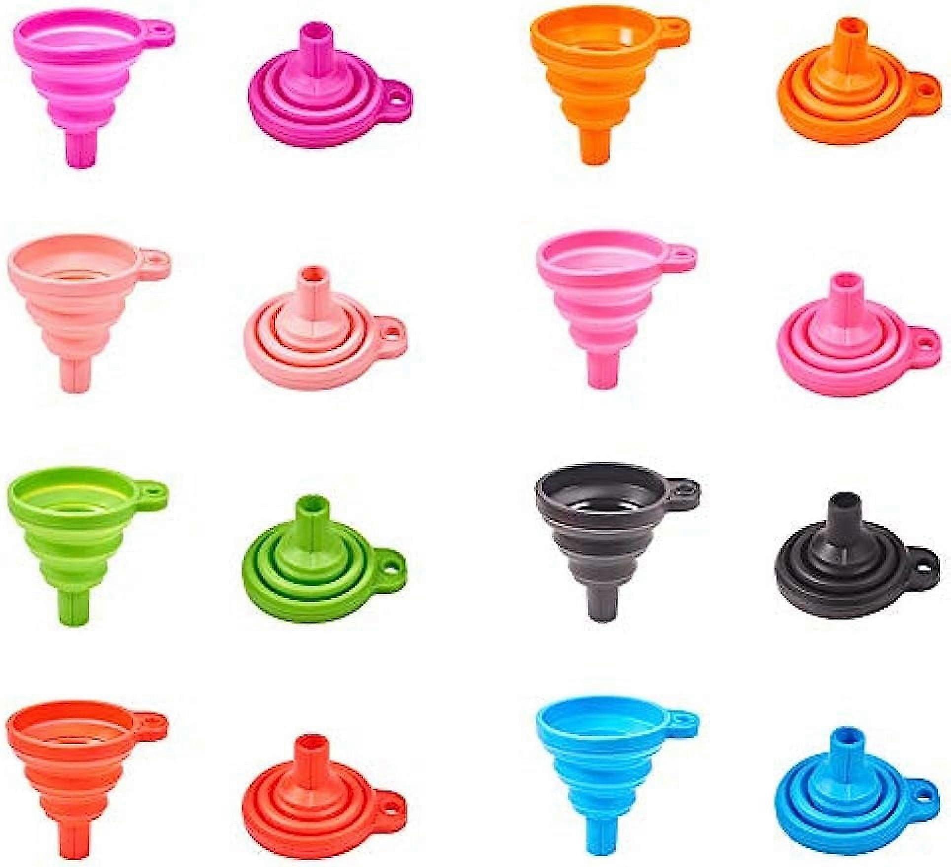 8pcs 8 Colors Silicone Collapsible Funnel Flexible Portable Funnel Hopper Foldable Kitchen Funnel