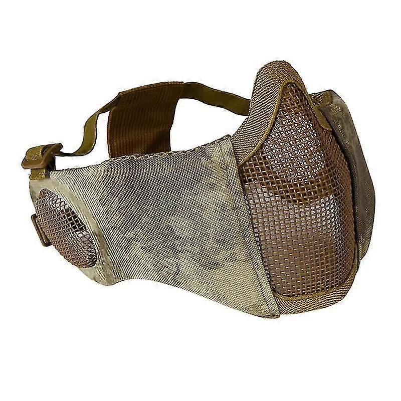 Jianghuo Faltbare Airsoft Maske, Halbgesichts-Mesh-Masken mit Gehörschutz für Cs War Game, Bb Gun, Jagd, Paintball, At