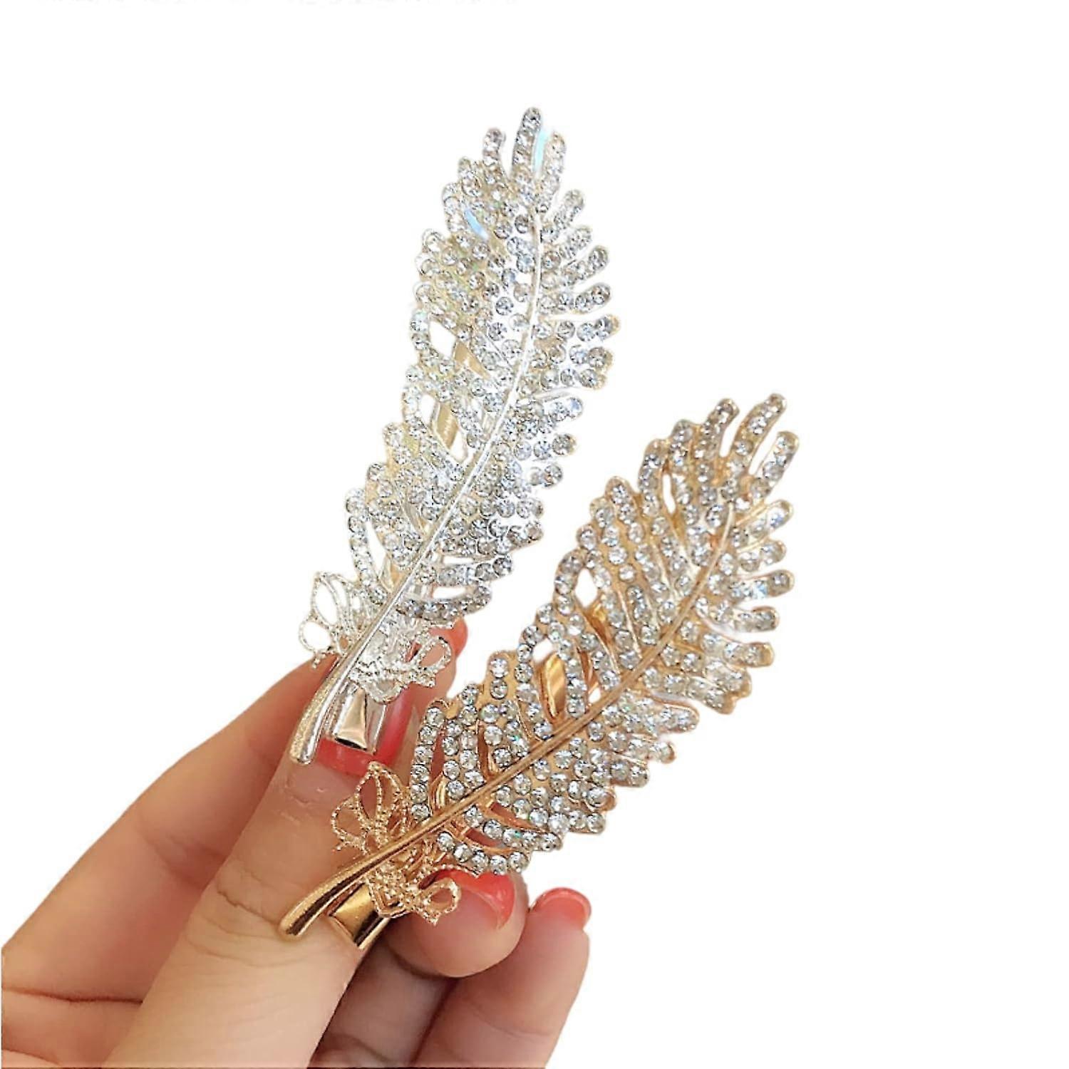 2 db Fényes utánzat Gyémánt hajtű Fül Auricle Oldalsó Klip Esküvői party Hajtű strasszkő Tavaszi Hajtű Hajcsű Kiegészítő Lány Ajándék