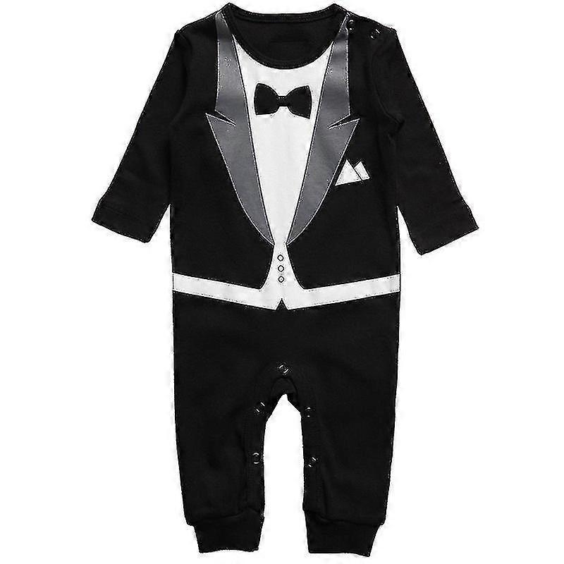 Baby Boy Jumpsuit Tuxedo Romper One Piece Little Gentleman Outfit Tw