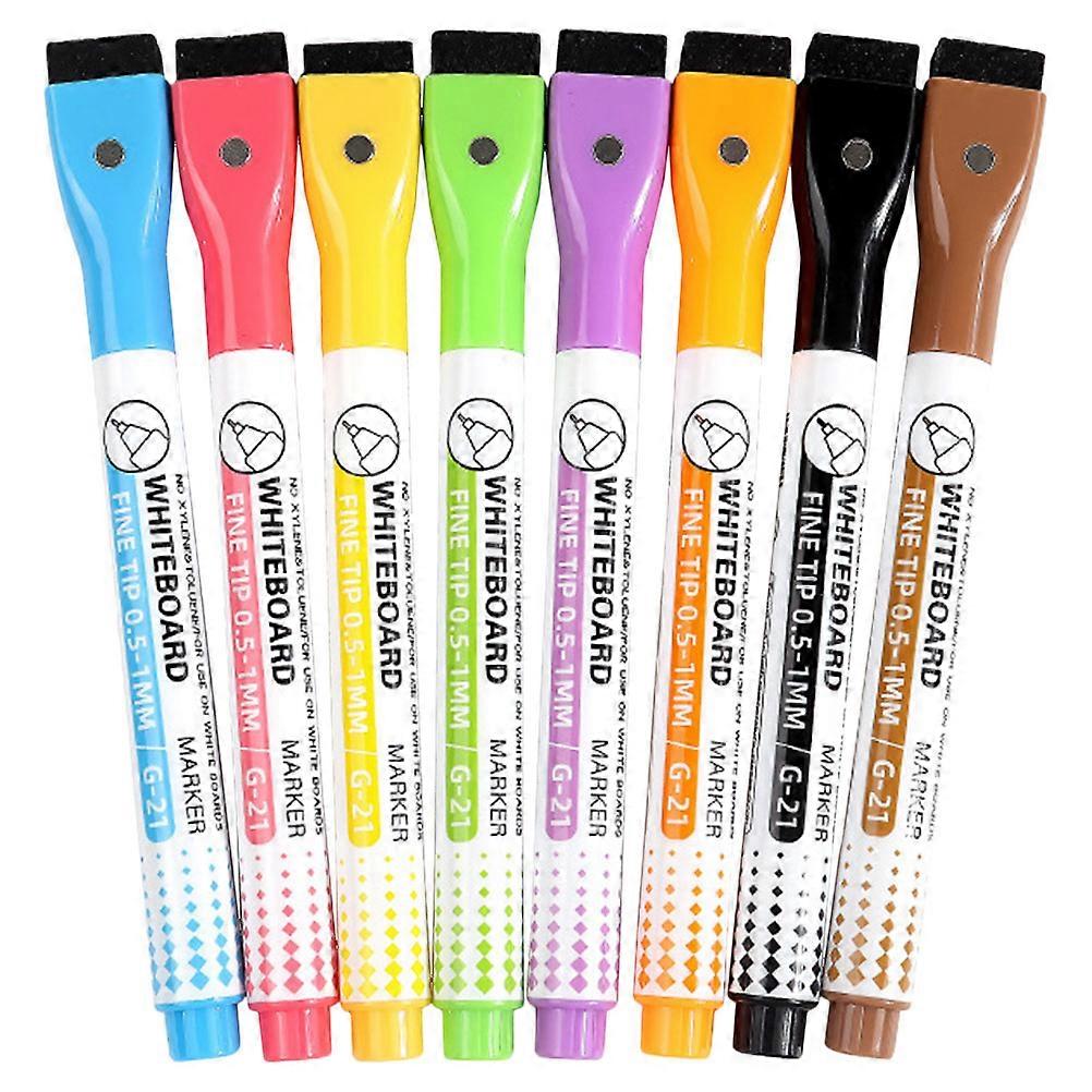 8Pcs Whiteboard Markers with Eraser Magnetic Dry Erase Markers Colored Erasable Paint Markers