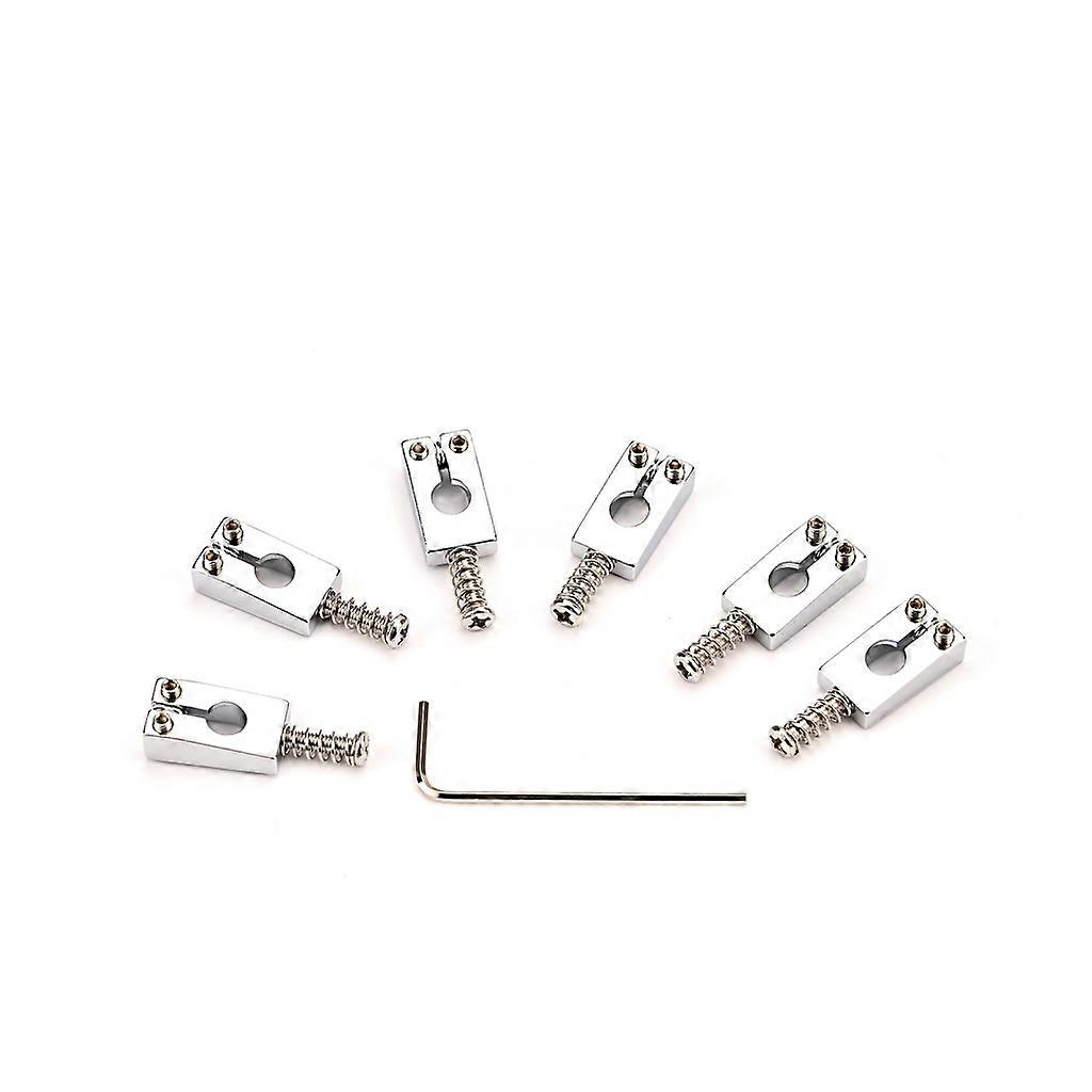 6Pcs Guitar Bridge Saddles Bridge Pull String Code with Wrench Musical Instruments Electric Guitar Accessories