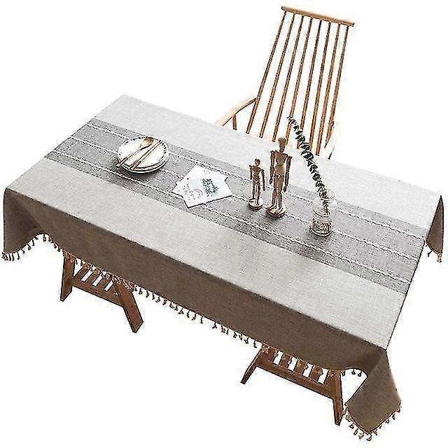 Tablecloths Style Linen Cotton Tassel Table Cloth Rectangular Lace Edge Tablecloth For Dustproof Table Covers Light Green