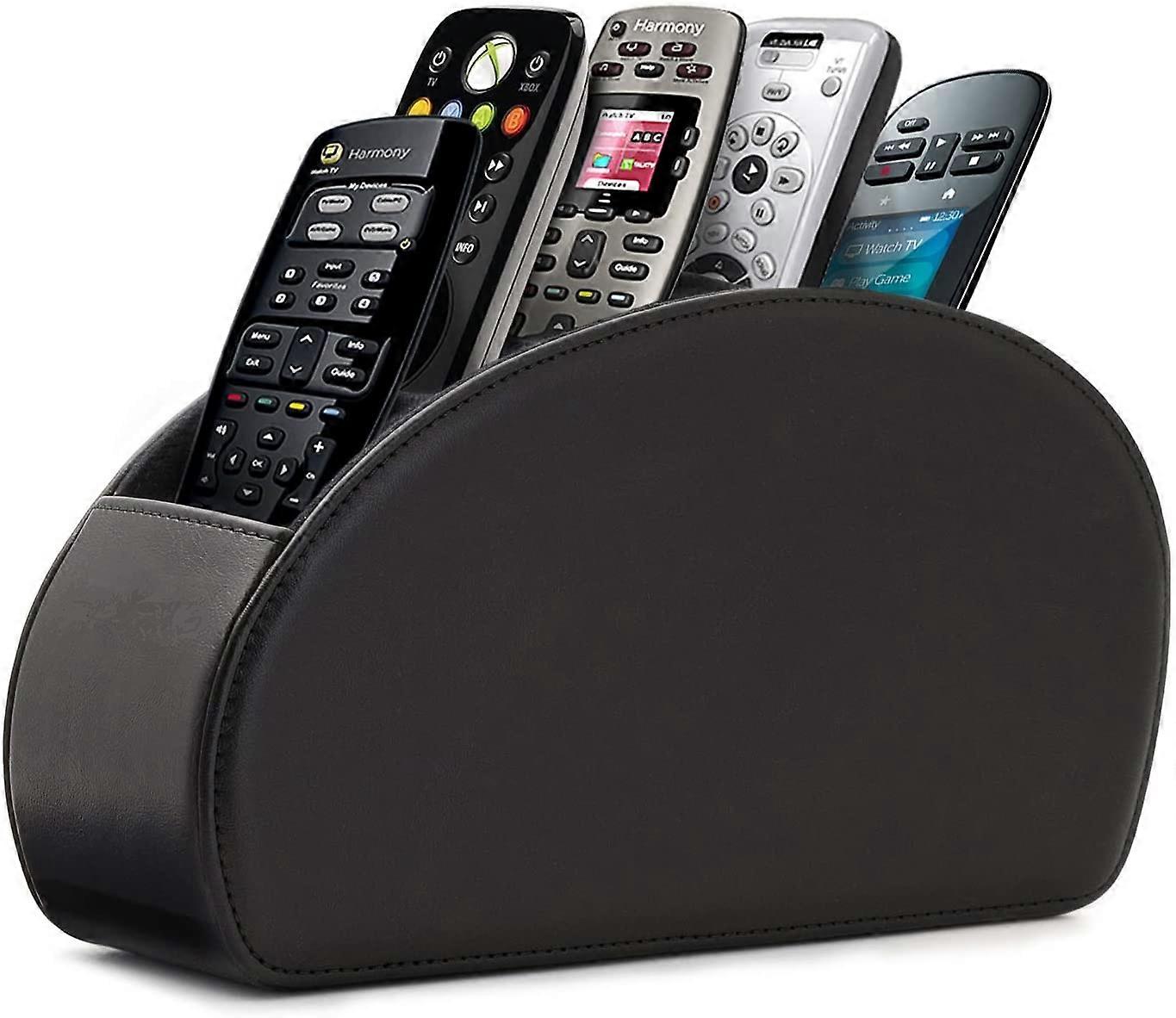 Remote Control Holder, Remote Caddy Desktop Organizer, Streamlined Arch Design with 5 Fine Compartments for Storing TV, DVD, Media Player, Heating Con
