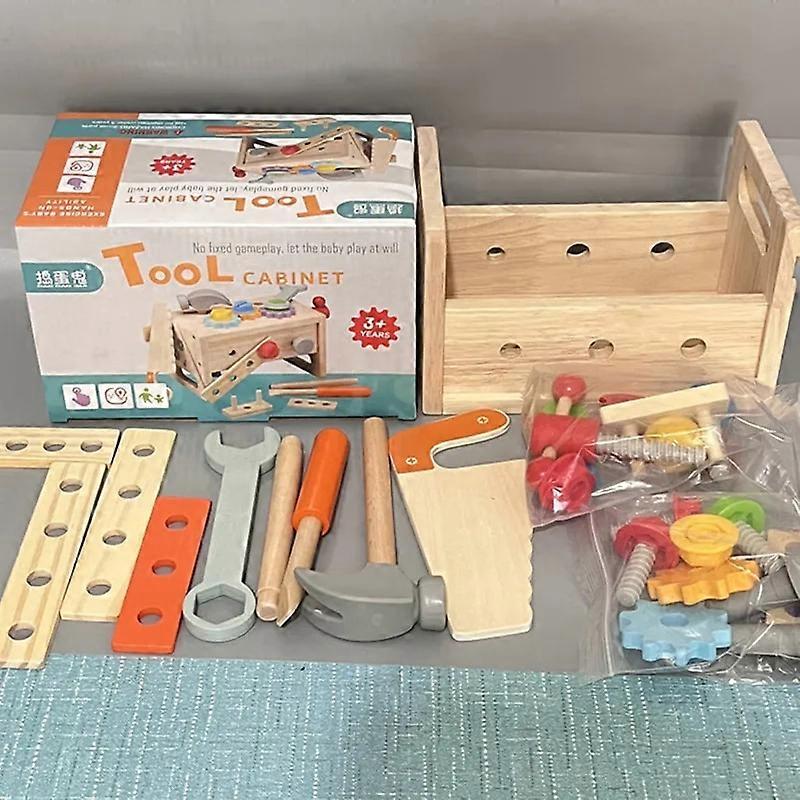 Children's Wooden Multiple Repair Toolbox, Screw, Disassembly And Nut, Hand-held Tool Table, Baby Puzzle, Family Toy