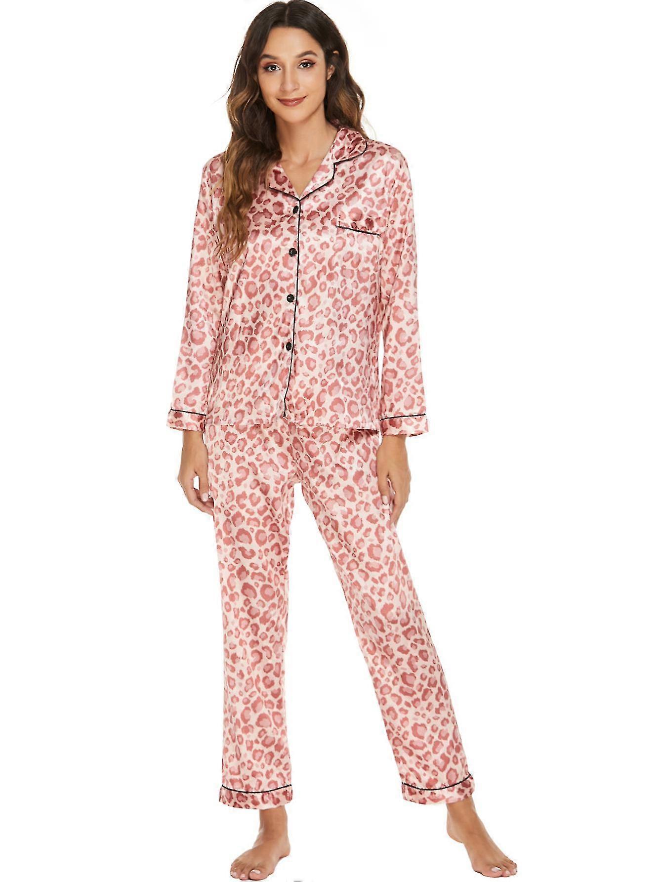 Homladies Silk Pajama Set Long Sleeve Cardigan Loose Two Piece Pajamase Service Suit Pajamas Women Cardigan Long Sleeves