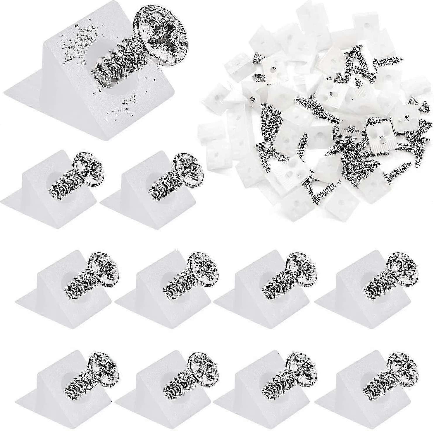 80 Pieces Drawer Brace Reinforcement Repair Wedges, Drawer Stabilizers, Corner Plastic Wedge With Screws, For Cabinets, Drawers (white)