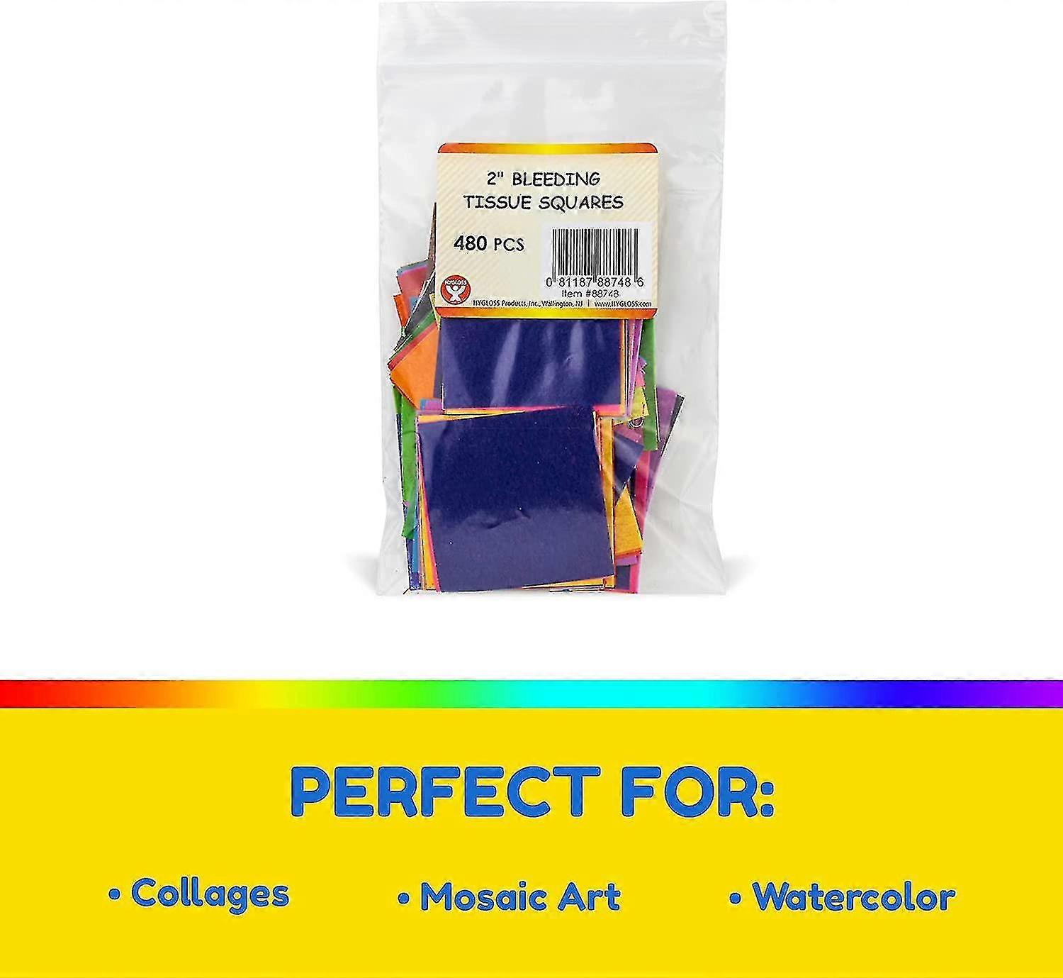 Bleeding Tissue Paper Squares 1.5-inch, 20 Assorted Colors For Arts & Crafts, Diy Projects, Scrapbooking, Greeting Cards, 480 Squares-Yvan