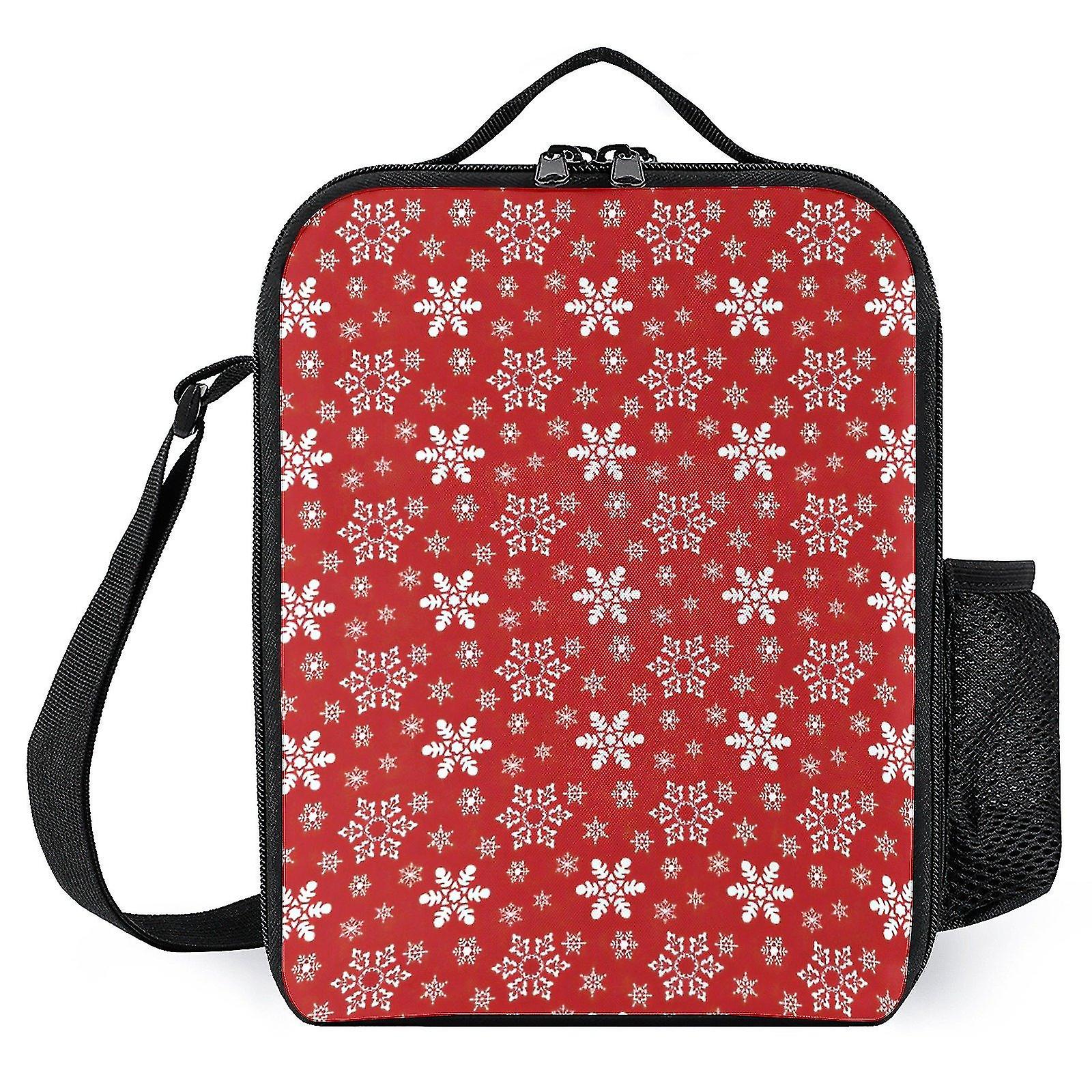 Lunch Boxes Totes Red And White Xmas Wrapping Paper Printed Lunch Bags