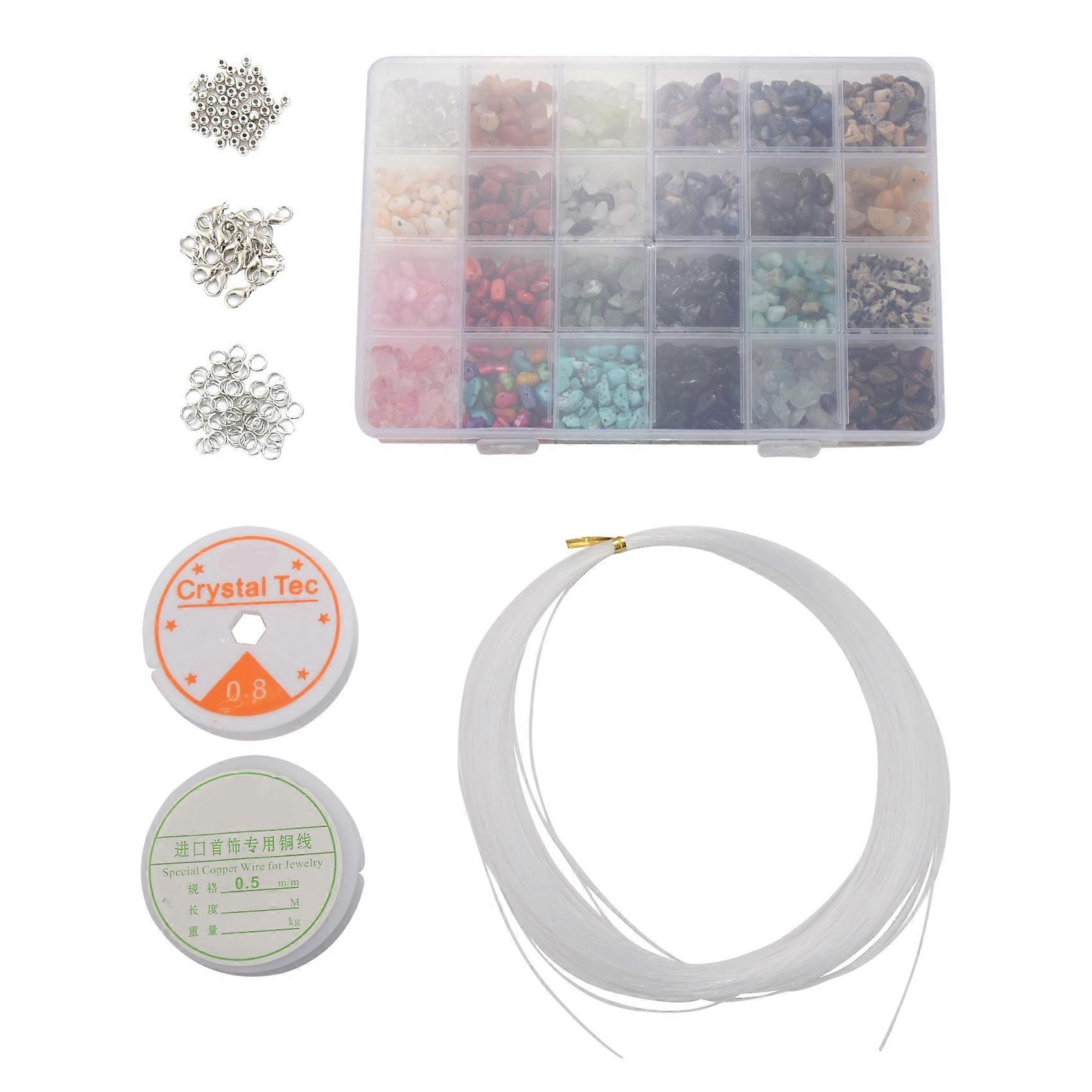 1323Pcs Irregular Gemstone Beads Kit with Beads Lobster Clasps Elastic Jump Rings for DIY Jewelry M