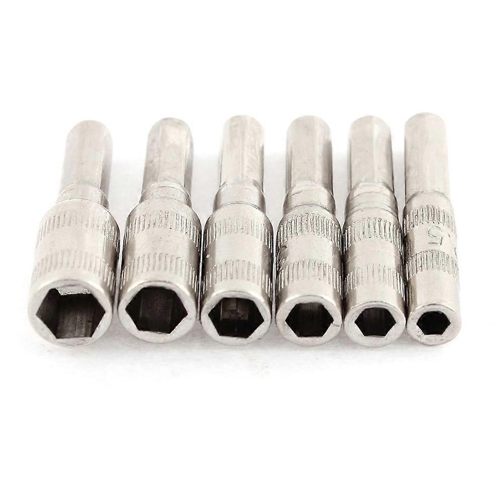 6 Pcs 6 Point Hex Socket 6 In 1 253354455mm H4 Nut Driver 4mm Nut Side Socket Hand Repair Tool Screw Socket