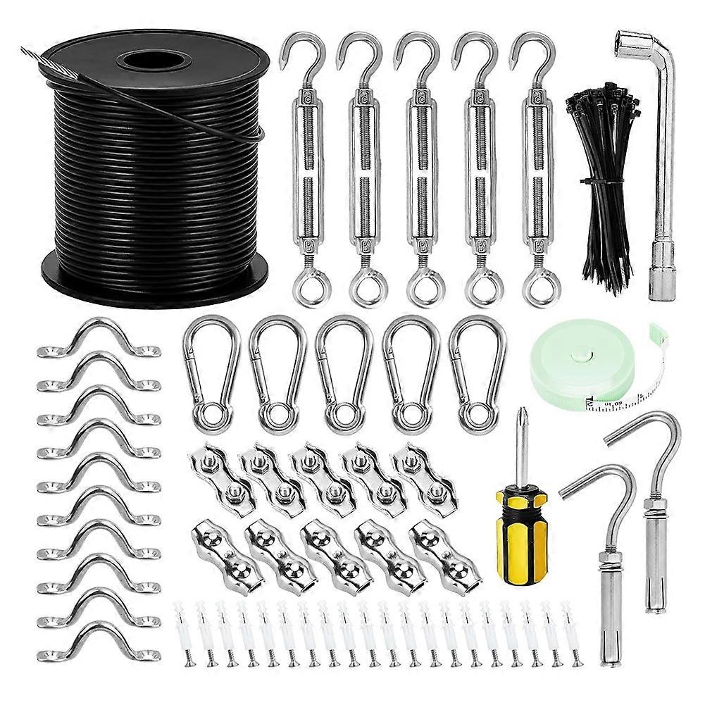 String Light Hanging Kit,Outdoor Light Wire,Ball Light String Hanging Kit,200FT Coated Stainless St