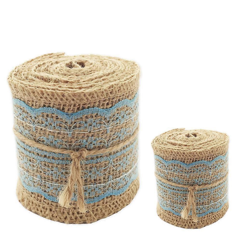 2pcs Natural Jute with Lace (Blue),2024 Ping