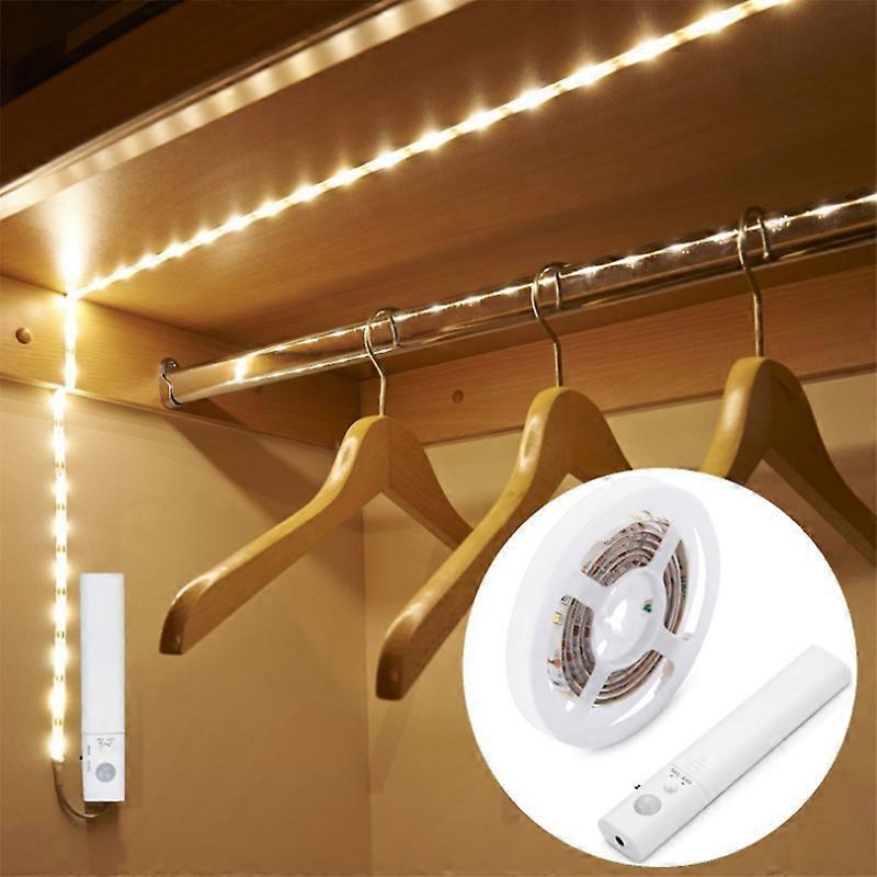 LED 1M Strip Light Wireless PIR Motion Sensor Wardrobe Cabinet Battery Operated