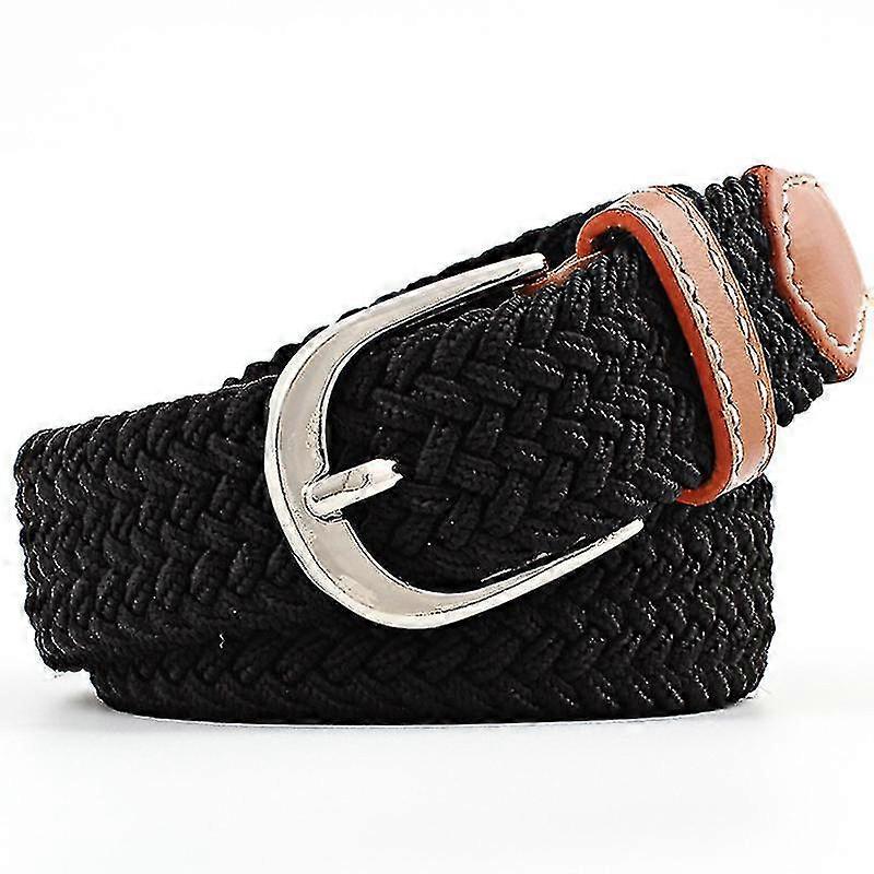 unisex Elasticated Webbing Braided Stretch Plaited Woven Buckle Belt