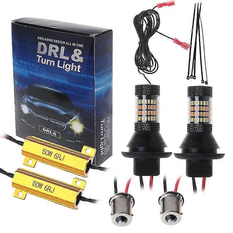 2pcs Bau15s 96-led 3014 50w Dual-color Switchback Led Drl Turn Signal Light Kit