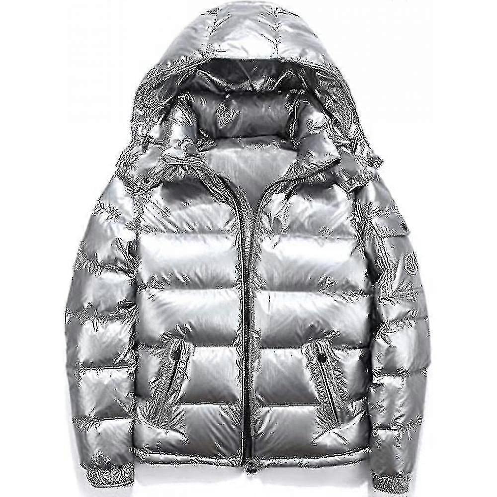 Shiny Down Jacket Men's Winter Jacket Stand Collar Down Jacket With Hood