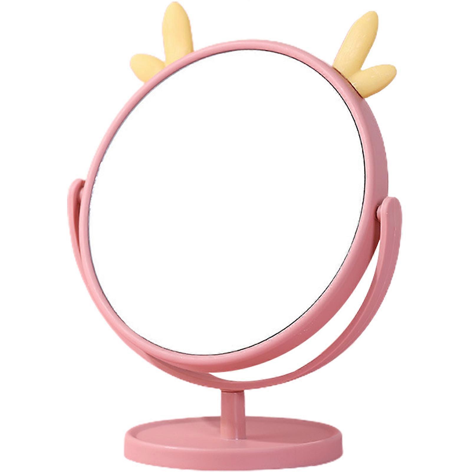 Round Vanity Mirror with Cute Ear Shape 360 Degrees Rotation Suit for Bedroom