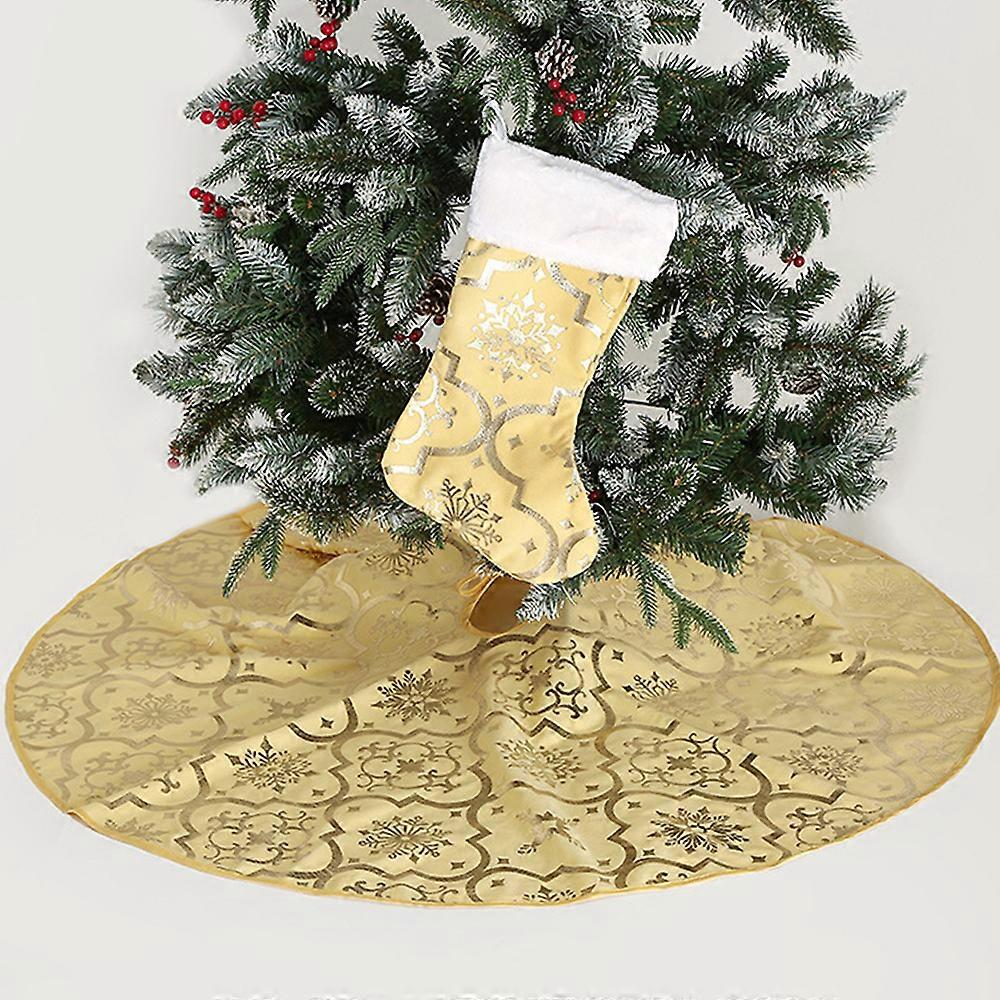 Snowflake Printed Christmas Tree Skirt Mat with Stocking Floor Base Cover New Year Decoration Holiday Mat Cover Xmas Home Ornament