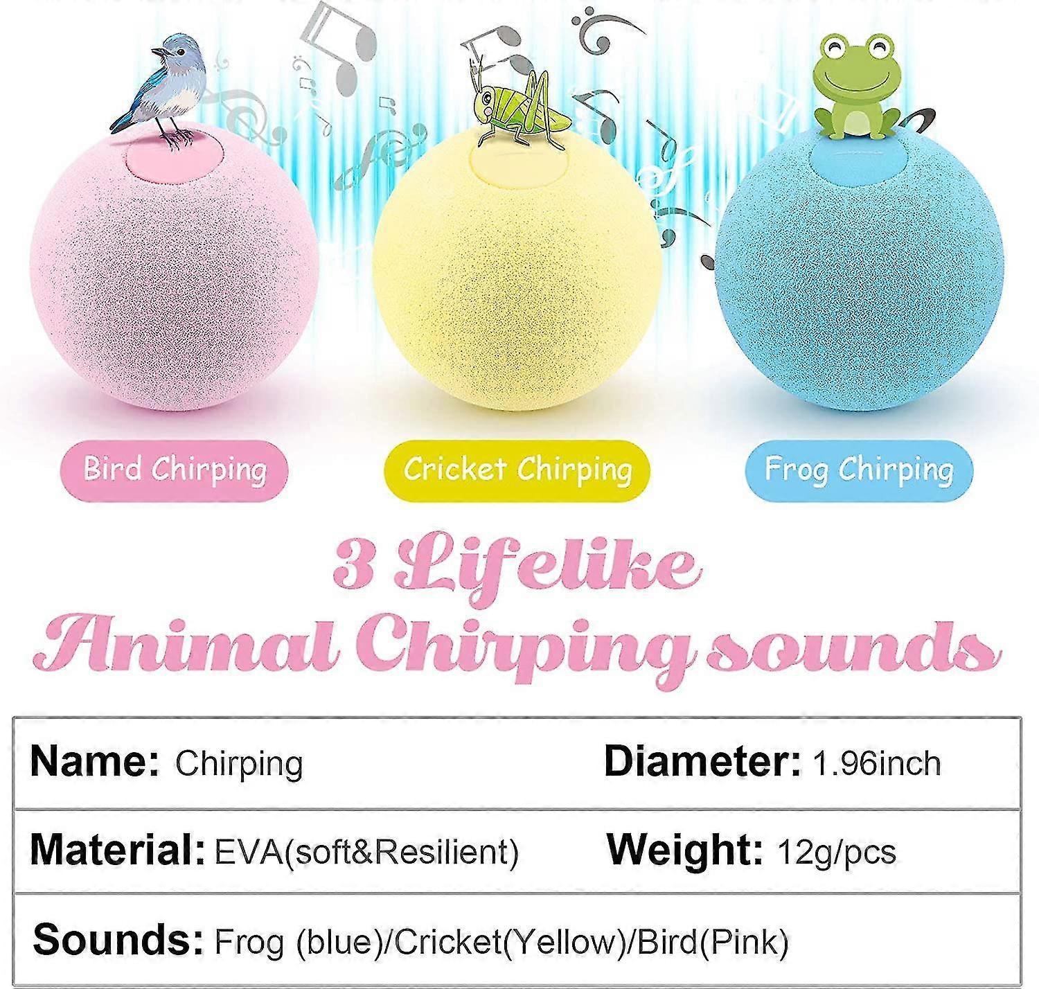 6 Pieces Chirp Ball Cat Toys With Sound Cat Interactive Toy Realistic Animal Chirp Sound Cat Toy