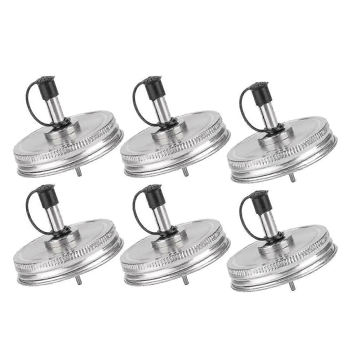 6pcs Regular Mouth Mason Jar Pour Spout Lids With Plastic Caps