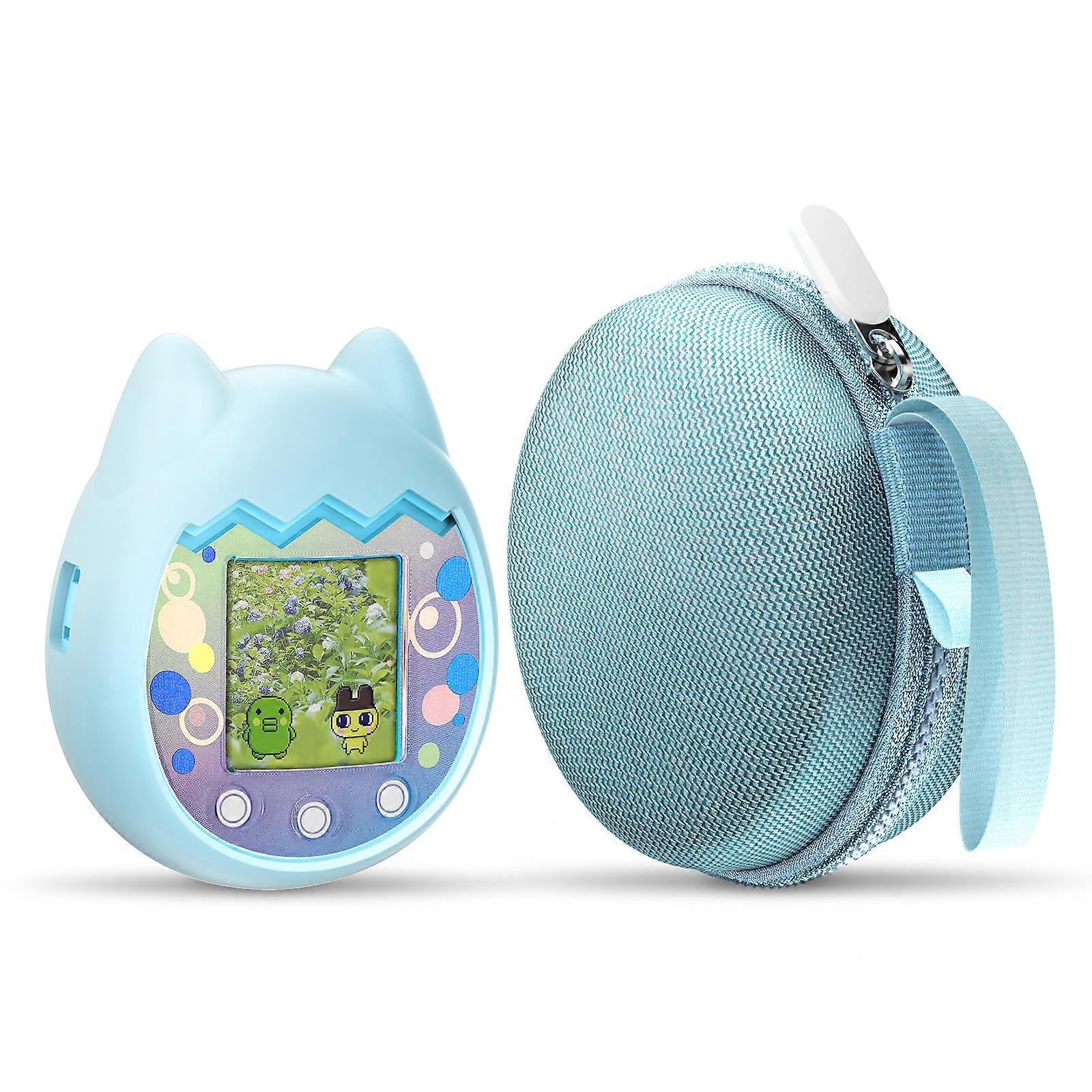Silicone case for interactive virtual pet console, hard carrying case and accessories (blue)