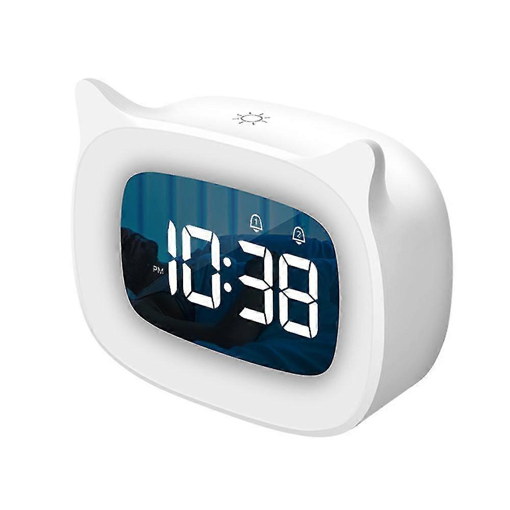 Mini Cute Cat Bedside Cartoon Alarm Clock Led Luminous Electronic