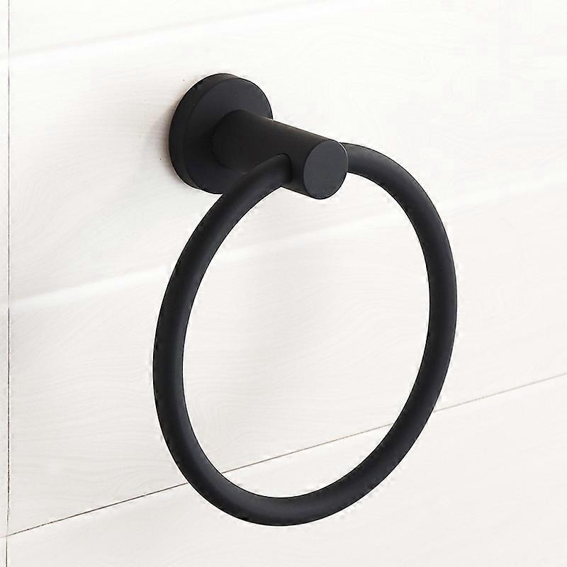 1pc Matte Black Towel Ring,16.5cm in diameter