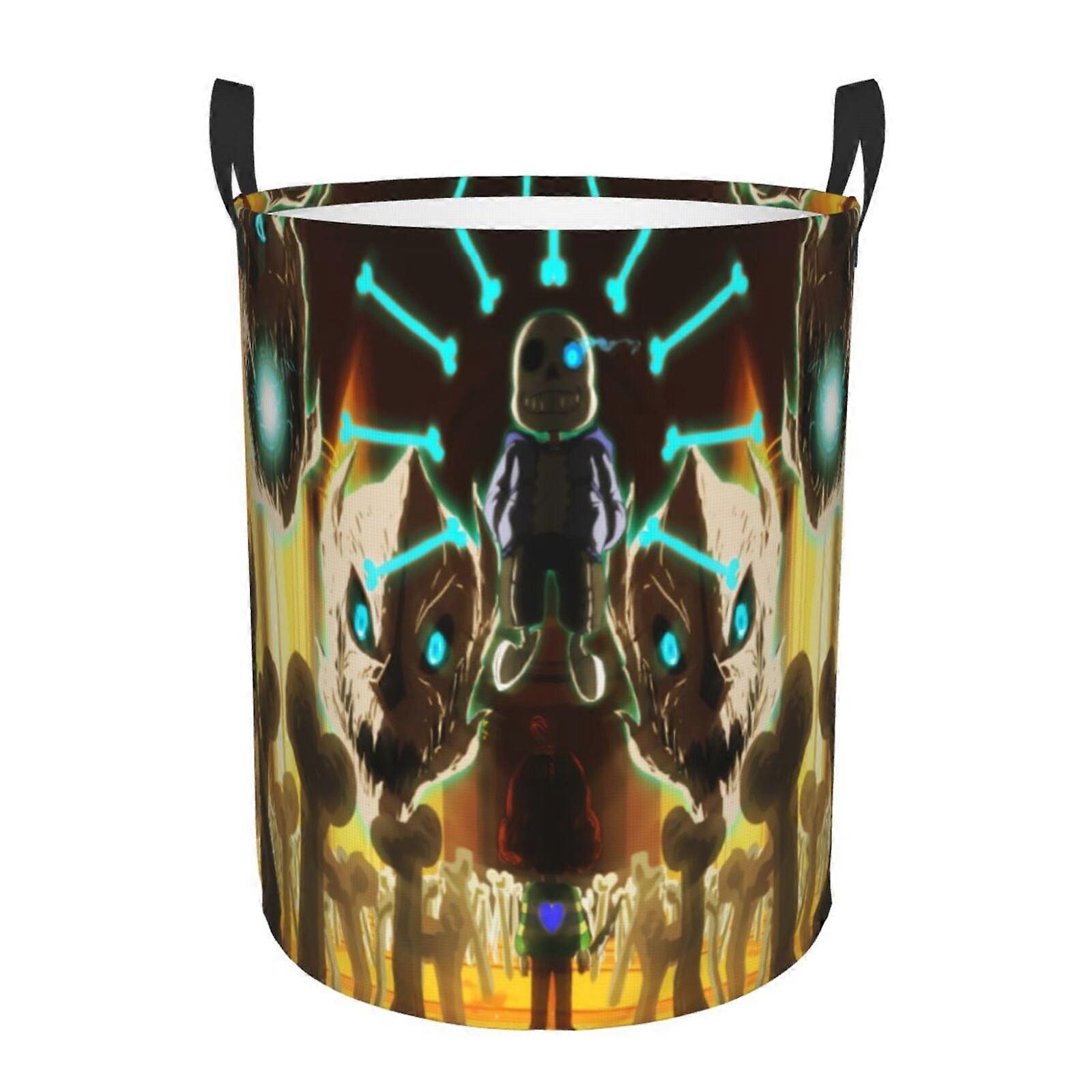Undertale Sans 3d Graphic Flame Laundry Basket Fire Flame Clothes Hamper Storage With Handle-SYS28916
