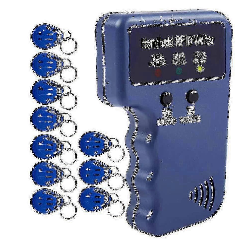 Håndholdt 125khz RFID Reader Writer Duplicator kopimaskin, oppgradere ID-kort Cloner programmerer, med 10 stk