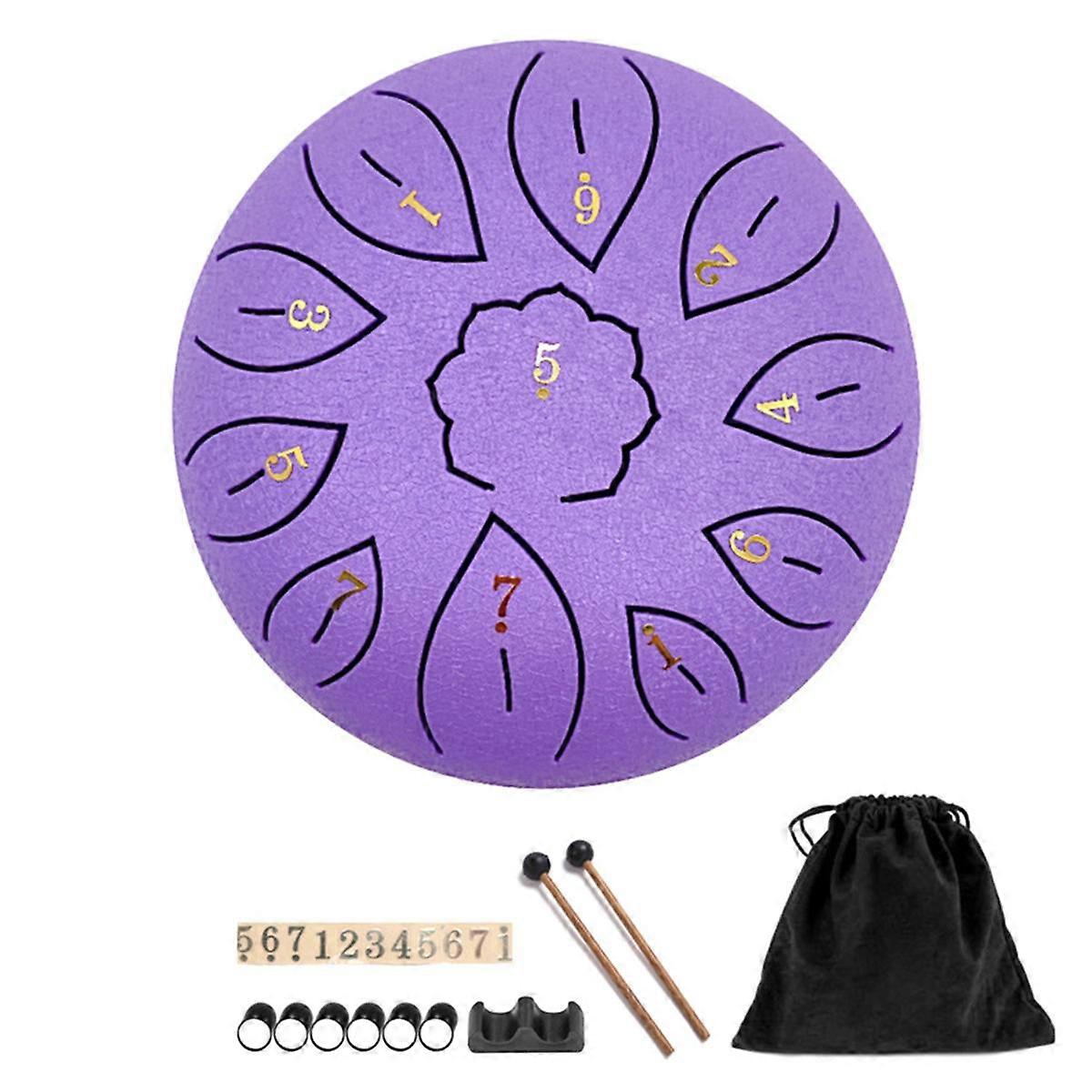 Rain Drum for Outside, Steel Tongue Drum 11 Notes 6 Inches Chakra Tank Drum Steel Percussion Padded