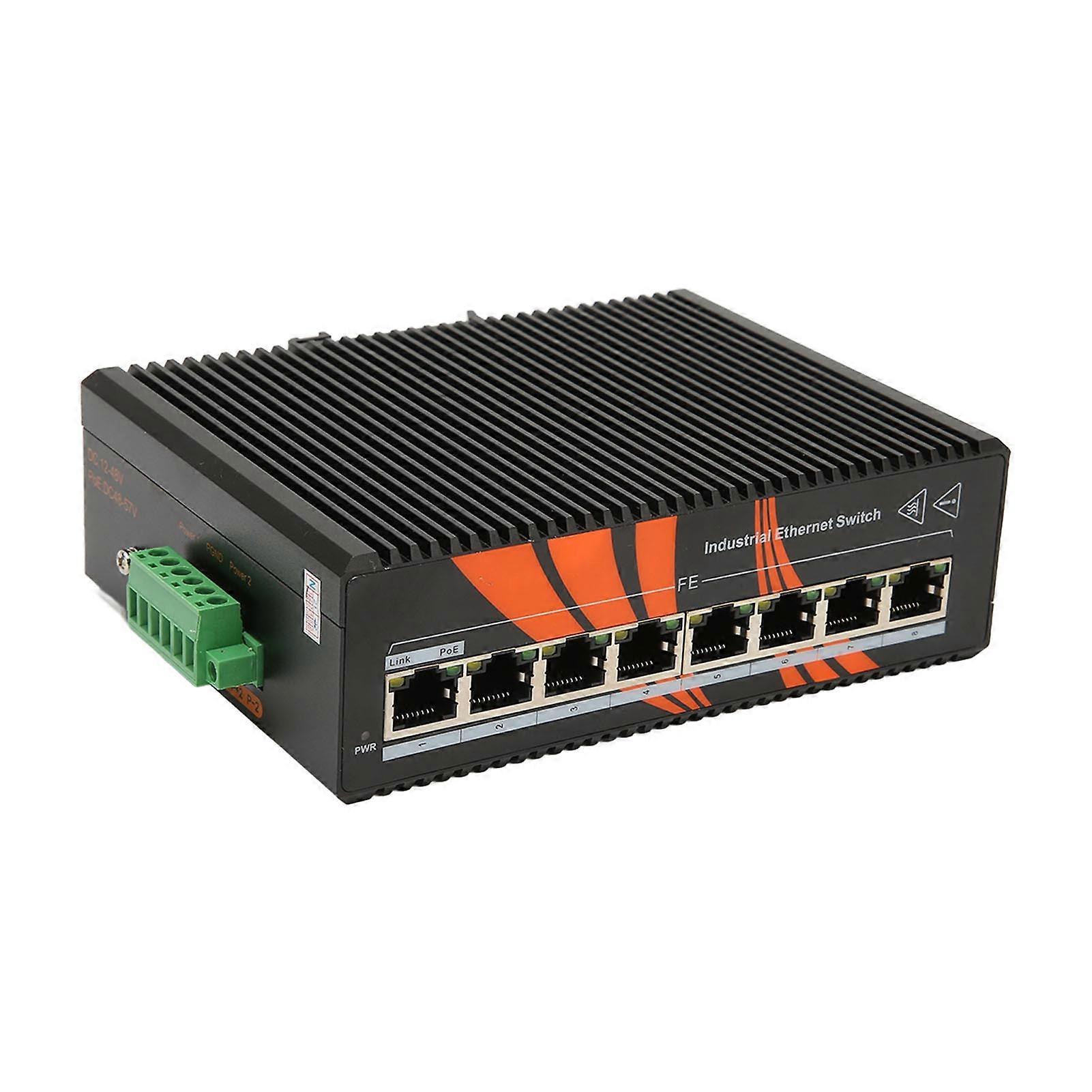 Industrial Ethernet Switches 8 Port Unmanaged DIN Rail Minus 40 to 75 Degree Centigrade 12 to 58V DC Input Network Switch