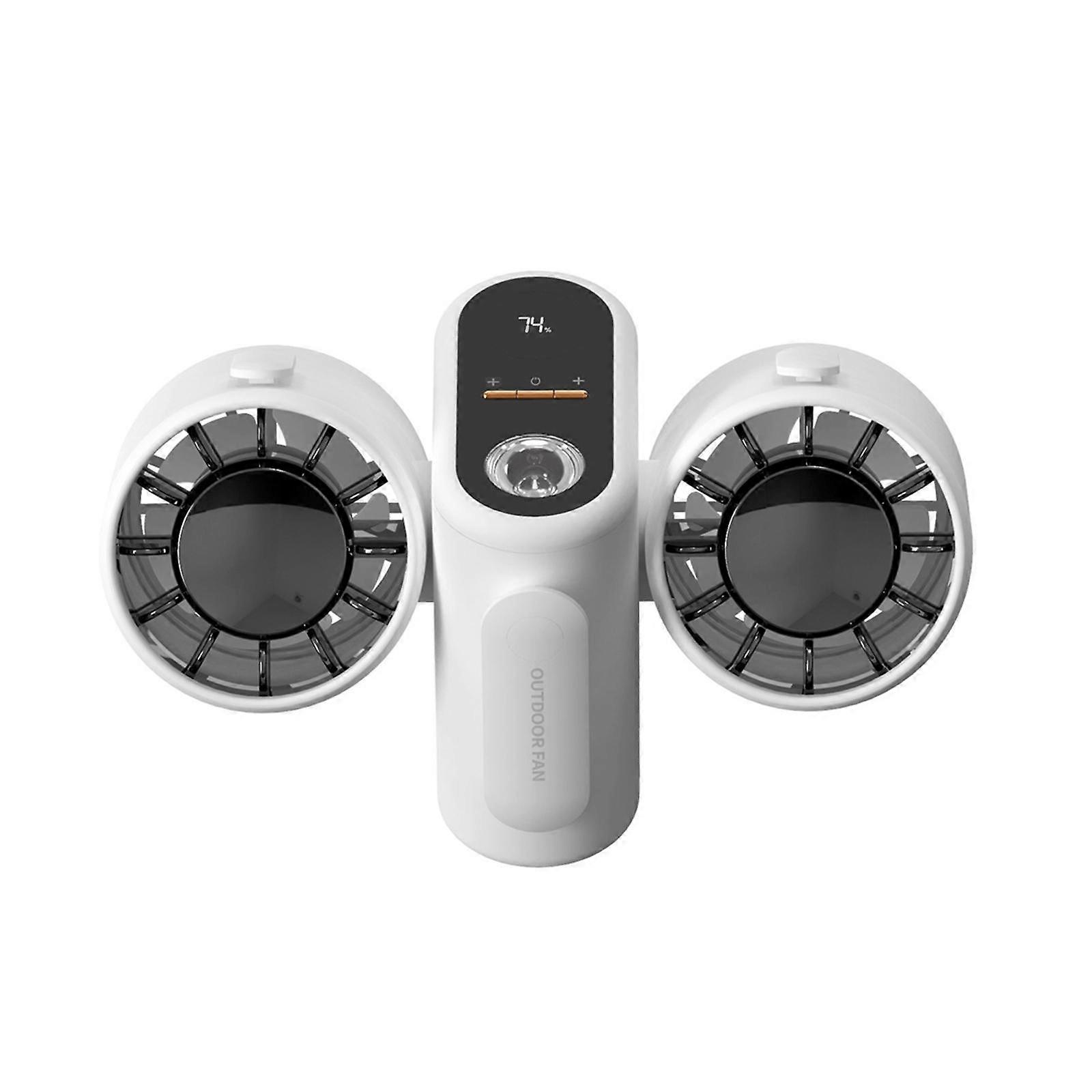 Portable Waist Clip Fan Cooling Fan Dual Head 3 Speeds for Sports Activities White