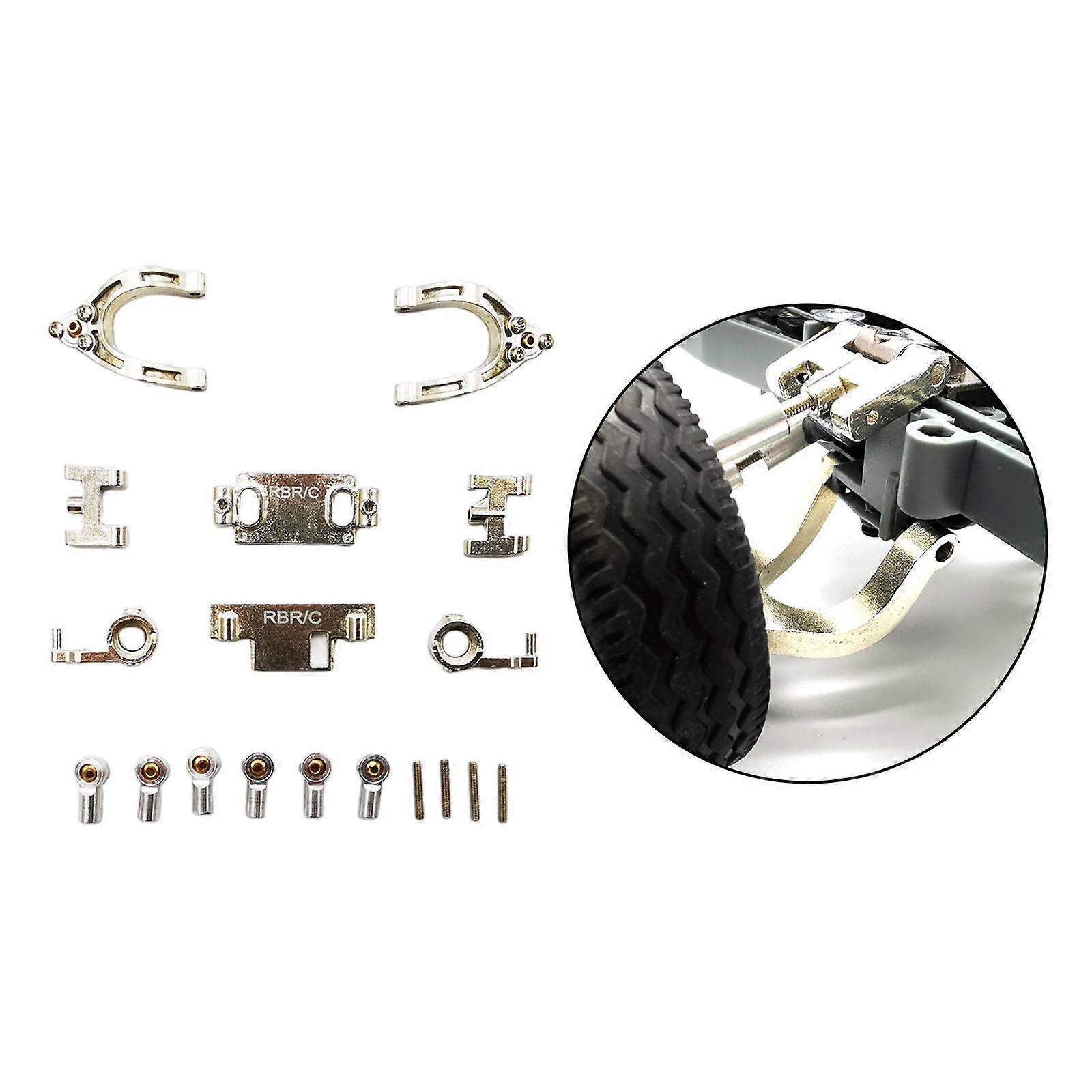 One Set Aluminum Alloy Upper & Lower  Arms & Steering Hub Replacement Kits for WPL 1/12 D12 4wd RC Car Upgrade Parts - Titanium