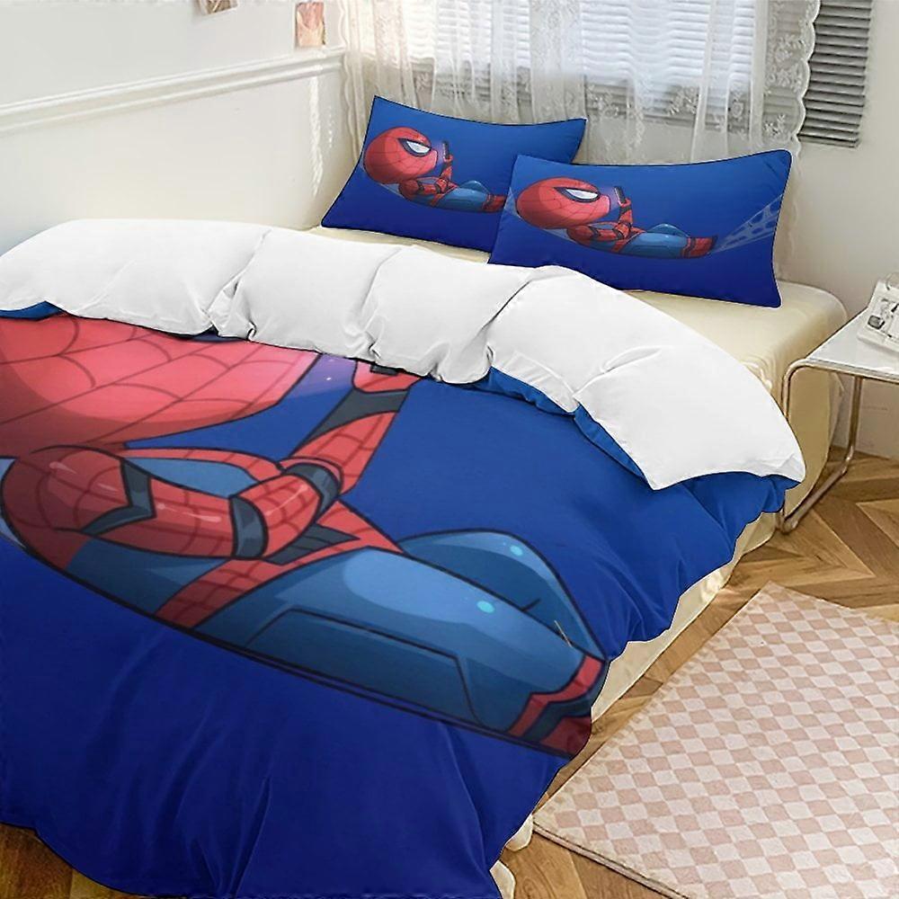 Bedding set HF9 Spider-Man Bedding Comforter Sets, 3-Piece Bedding Set Soft Warm Bed Set with 1 Duvet Cover And 2 Pillowcases for Bedroom All Season L