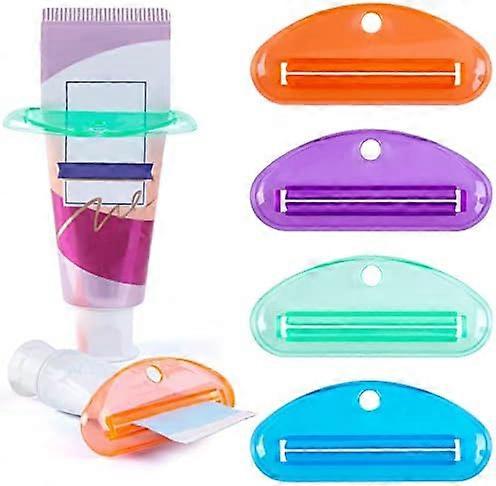 4PCS Toothpaste Squeezer, Toothpaste Tube Squeezer Tube Squeezer Hanging Toothpaste Clips for Bathroom Assorted Colors