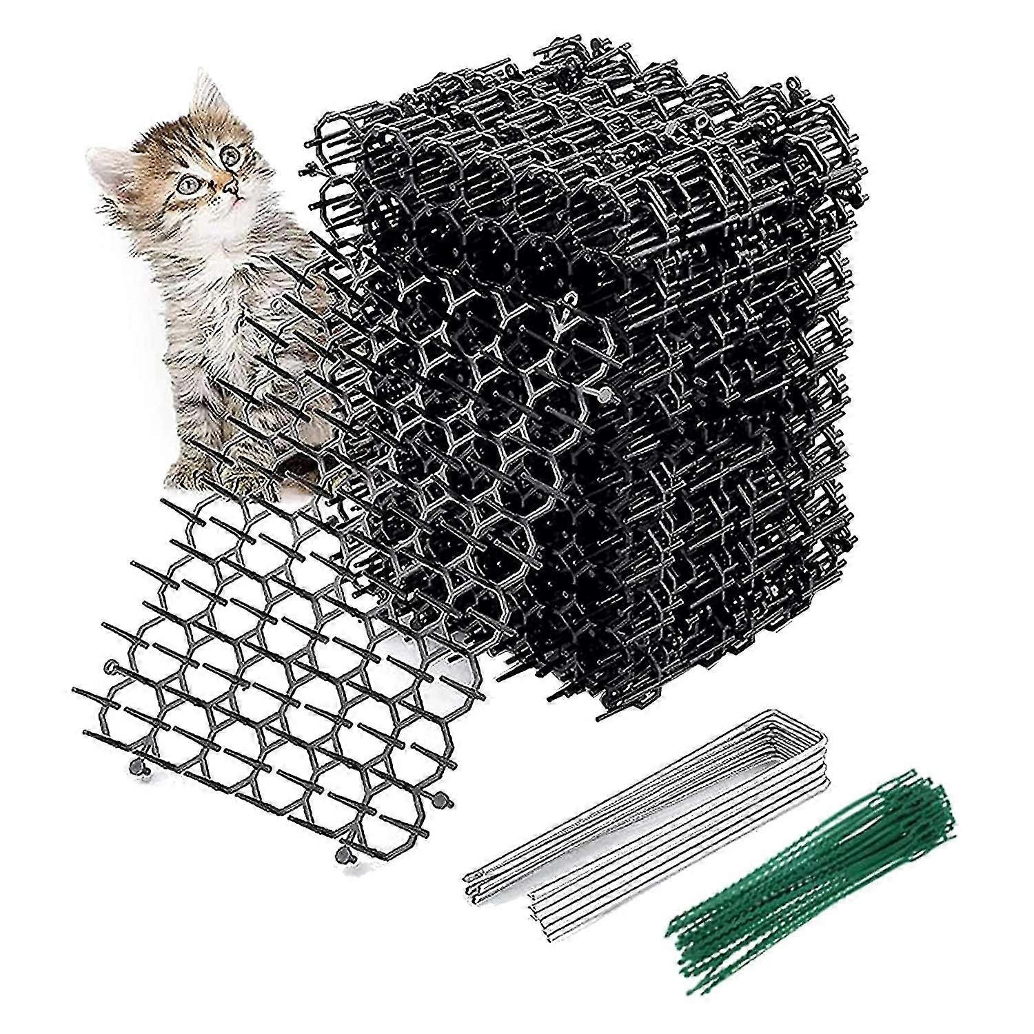 12Pcs Cat Mat with Spikes,At Animal Spikes Repellent,Garden Prickle Strip Dig Stopper Cat Deterrent