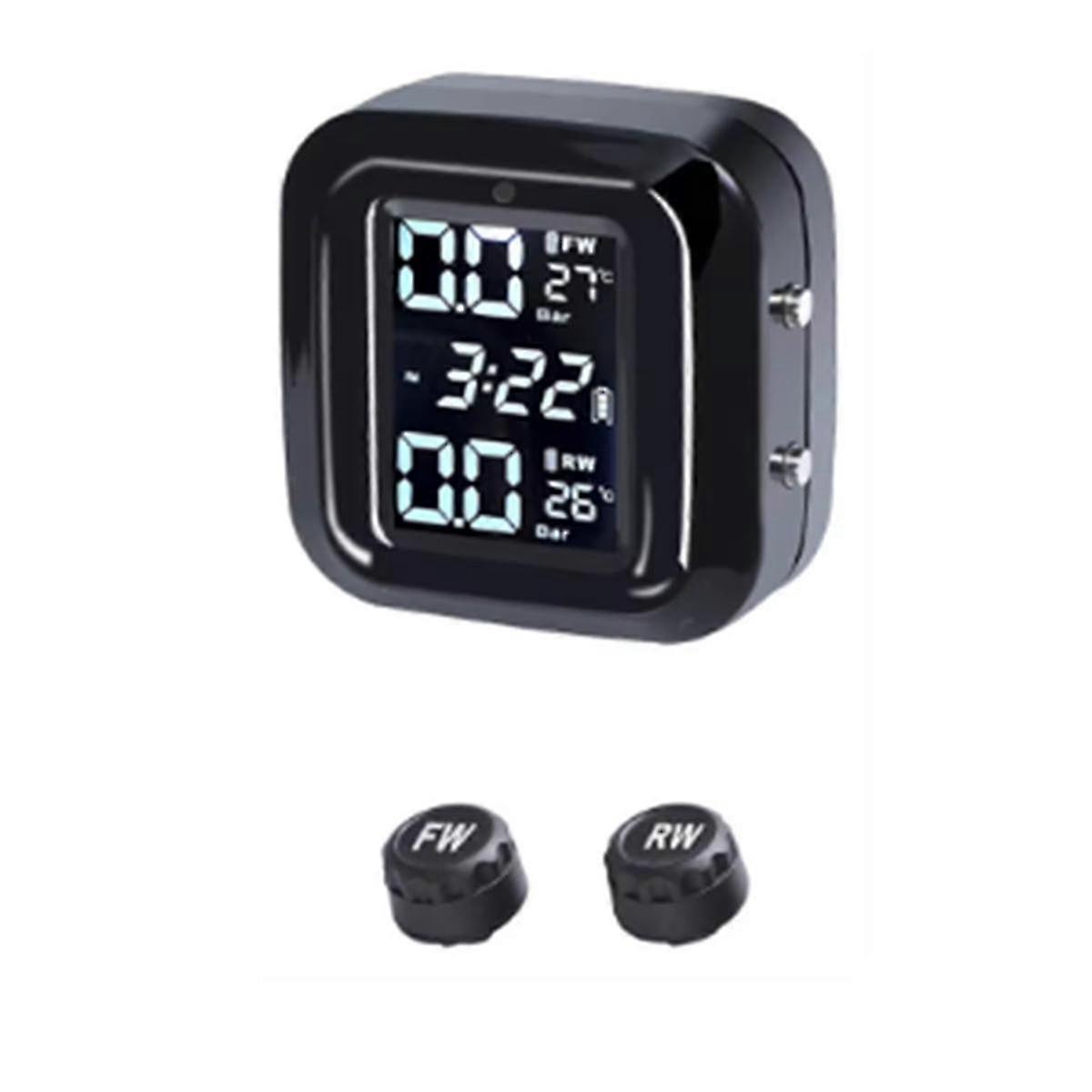 Motor Tire Pressure Monitoring Alarm Systemwireless Lcd Display Motorcycle Tpms Tyre Temperature Tester
