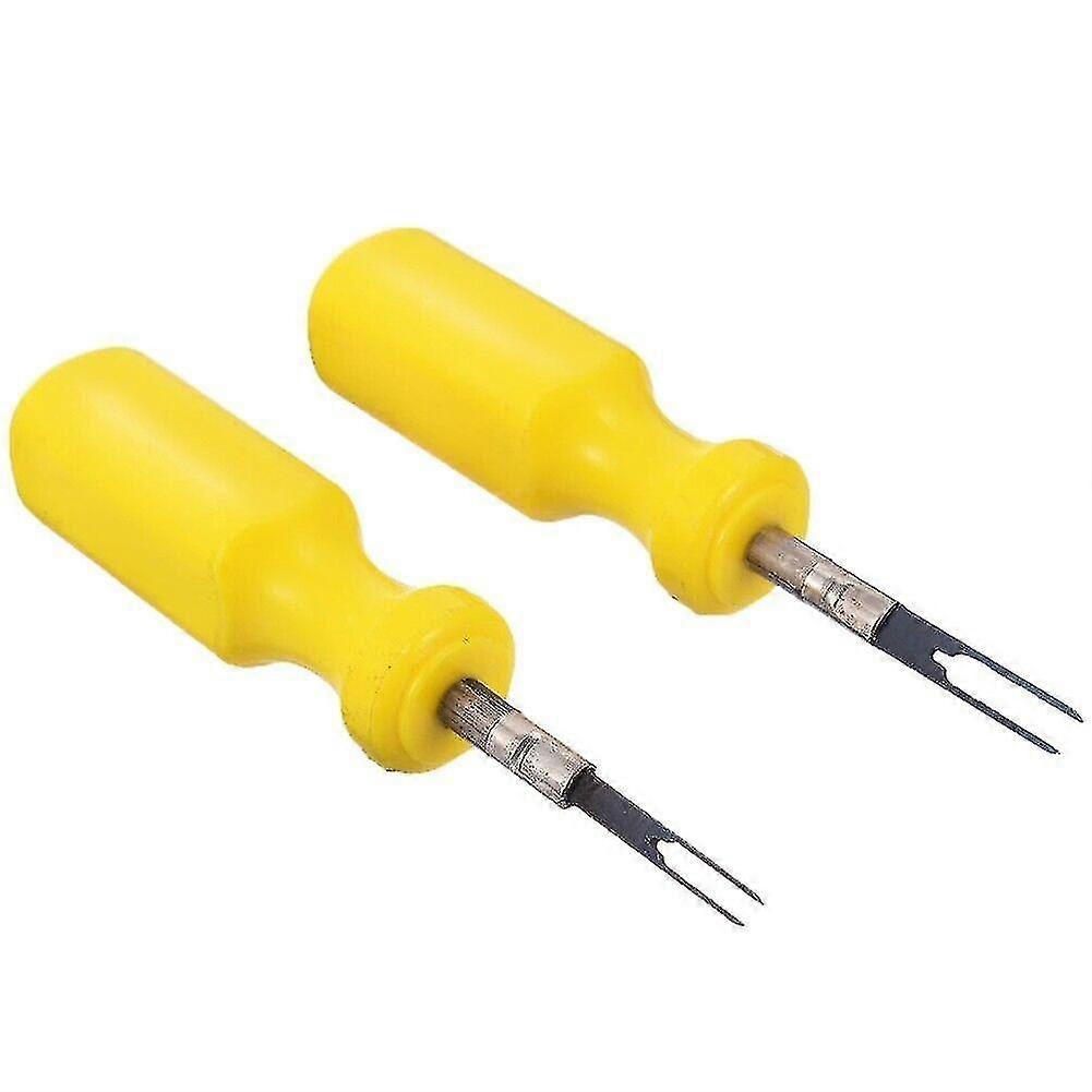 Car Motorcycle Terminal Removal Tool Wiring Connector Pin Release Puller(yellow)(2pcs)