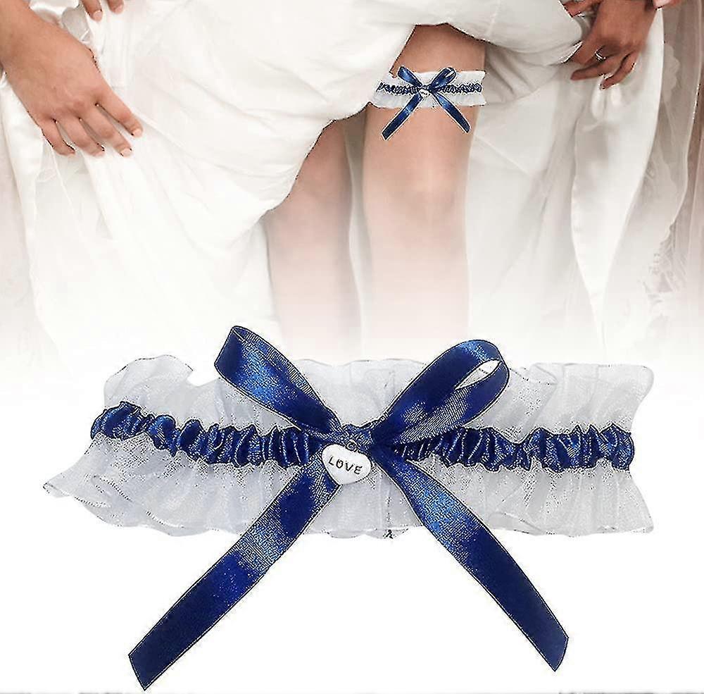 Bruiloft Kousenband Blauw Wit Kousenband Voor Bruiloft Bruidscadeau Bruiloft