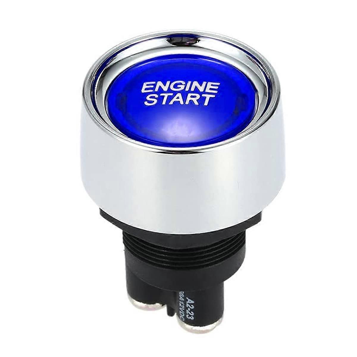 Push Button Engine Start Switch,12V-24V 50A Universal Car Engine Start Switch Start Button Ignition Switch with LED Light,Blue