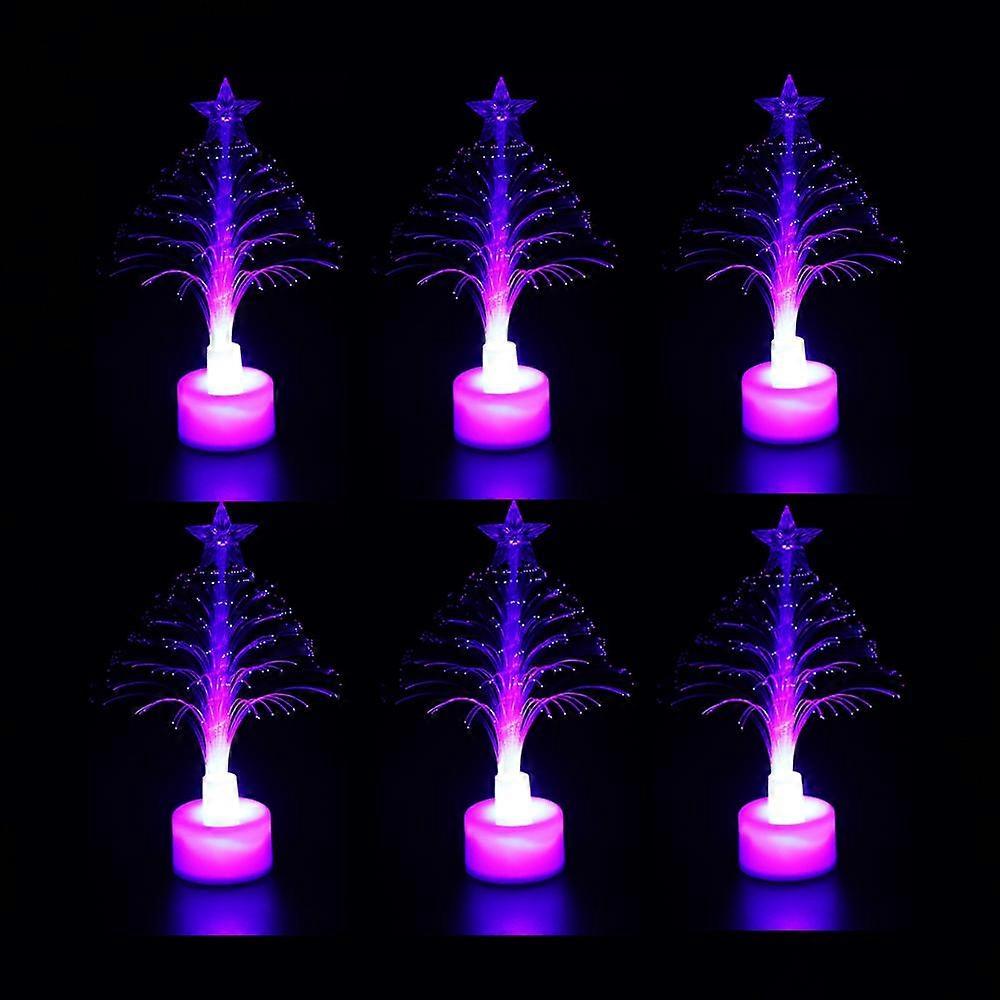 6pcs Fiber Optic Flower Light Christmas Tree Lamp Color Changing Christmas Tree Lamp Decoration Night Light for Home Lighting, Colorful Crystal Acryli
