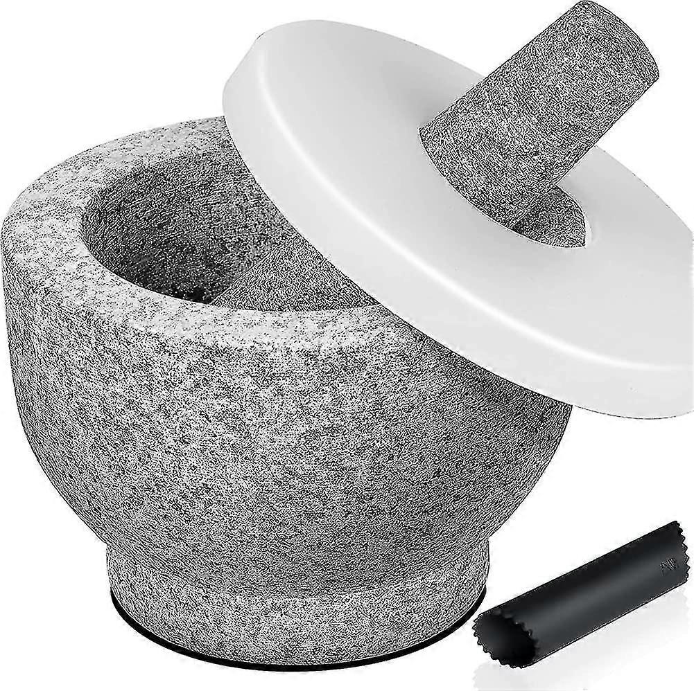 Granite Marble Mortar And Pestle With Solid Stone Lid 14cm Diameter For Kitchen