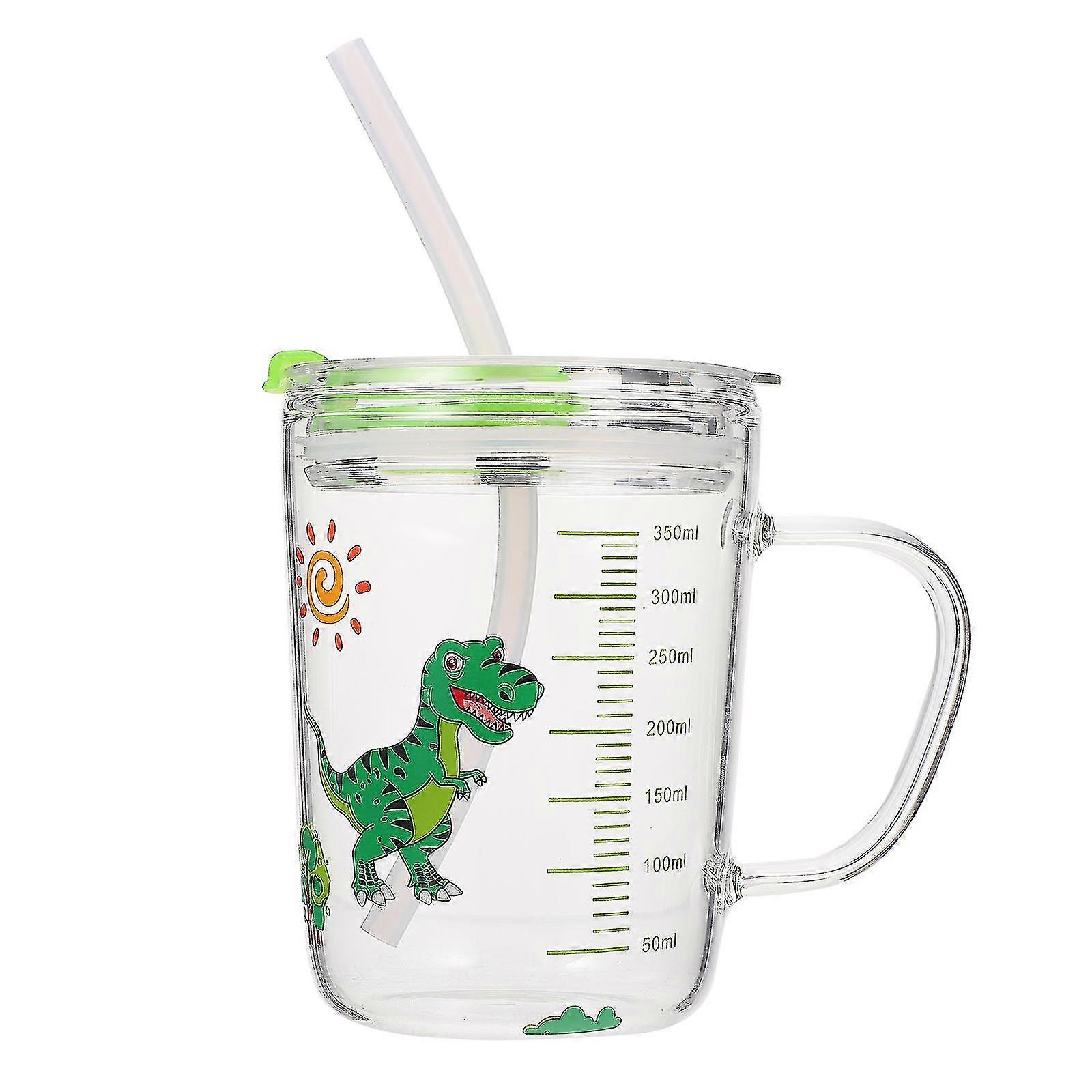 1pc Cartoon Straw Water Cup Practical Measuring Scale Cup Children Drinking Cup