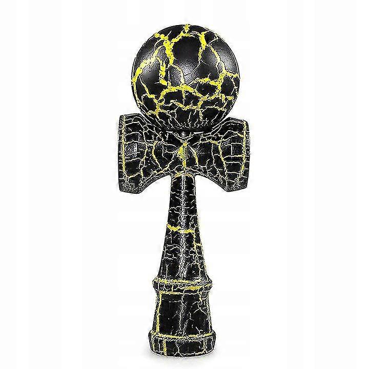 Færdighedsbold Japansk Kendama Sværdbold Trælegetøj Kendama Revnet Bøg (Sort Gul==