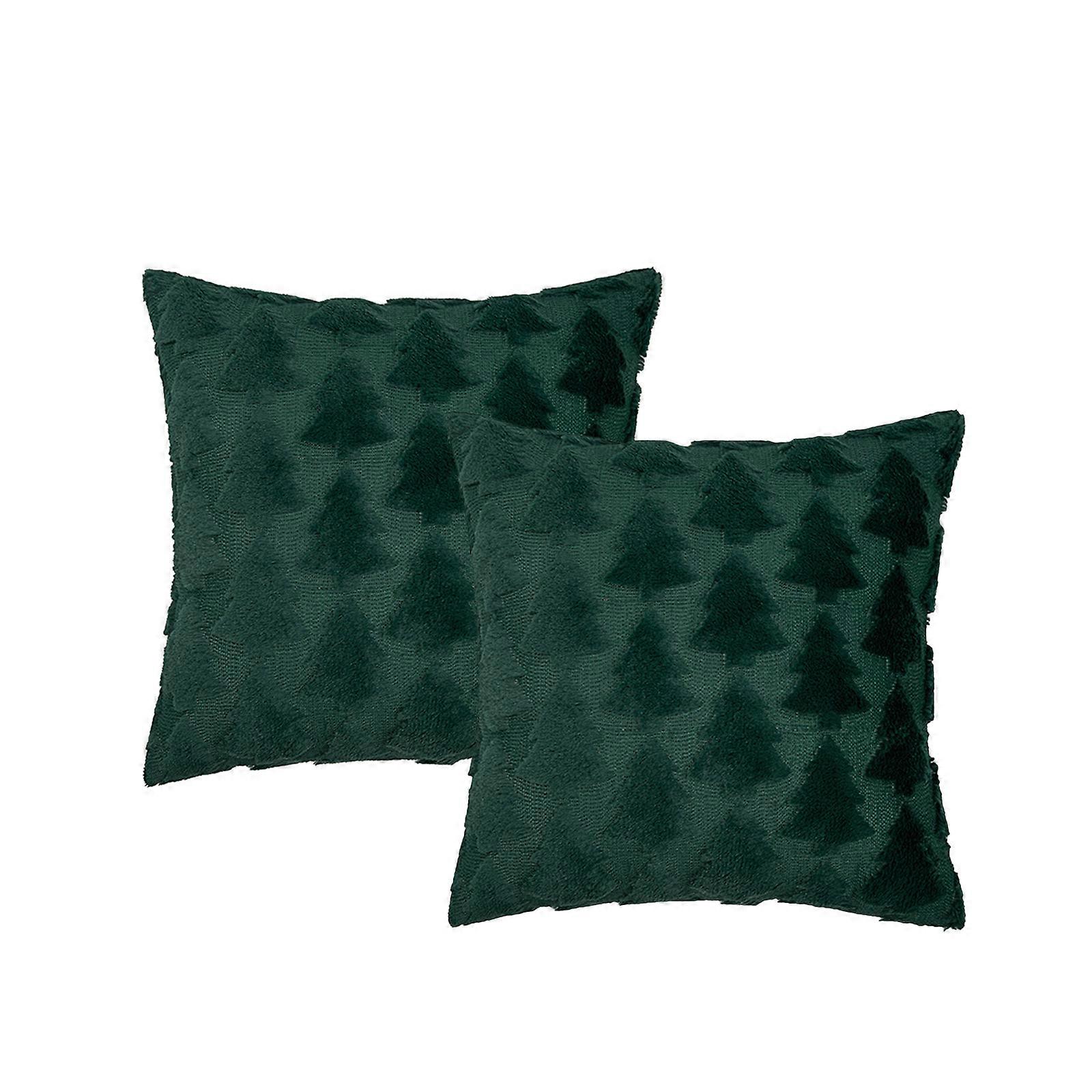 Christmas Tree Decorative Throw Pillow Covers Set of 2 Packs, Soft Fluffy Pillowcases for Home Dcor